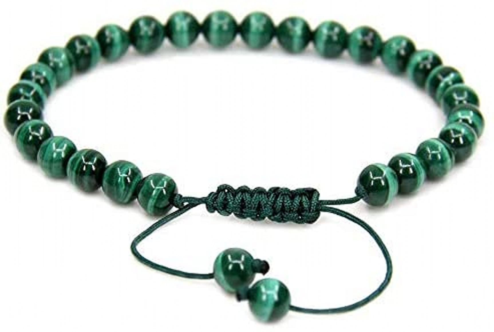 8mm Malachite Beaded Bracelet for Stress Relief & Anxiety - Adjustable Yoga Meditation Healing Bracelet with Aromatherapy Essential Oil Diffuser - Unisex Gift for Men & Women - Perfect for Yoga, Meditation & Daily Wear (GHL-1172)