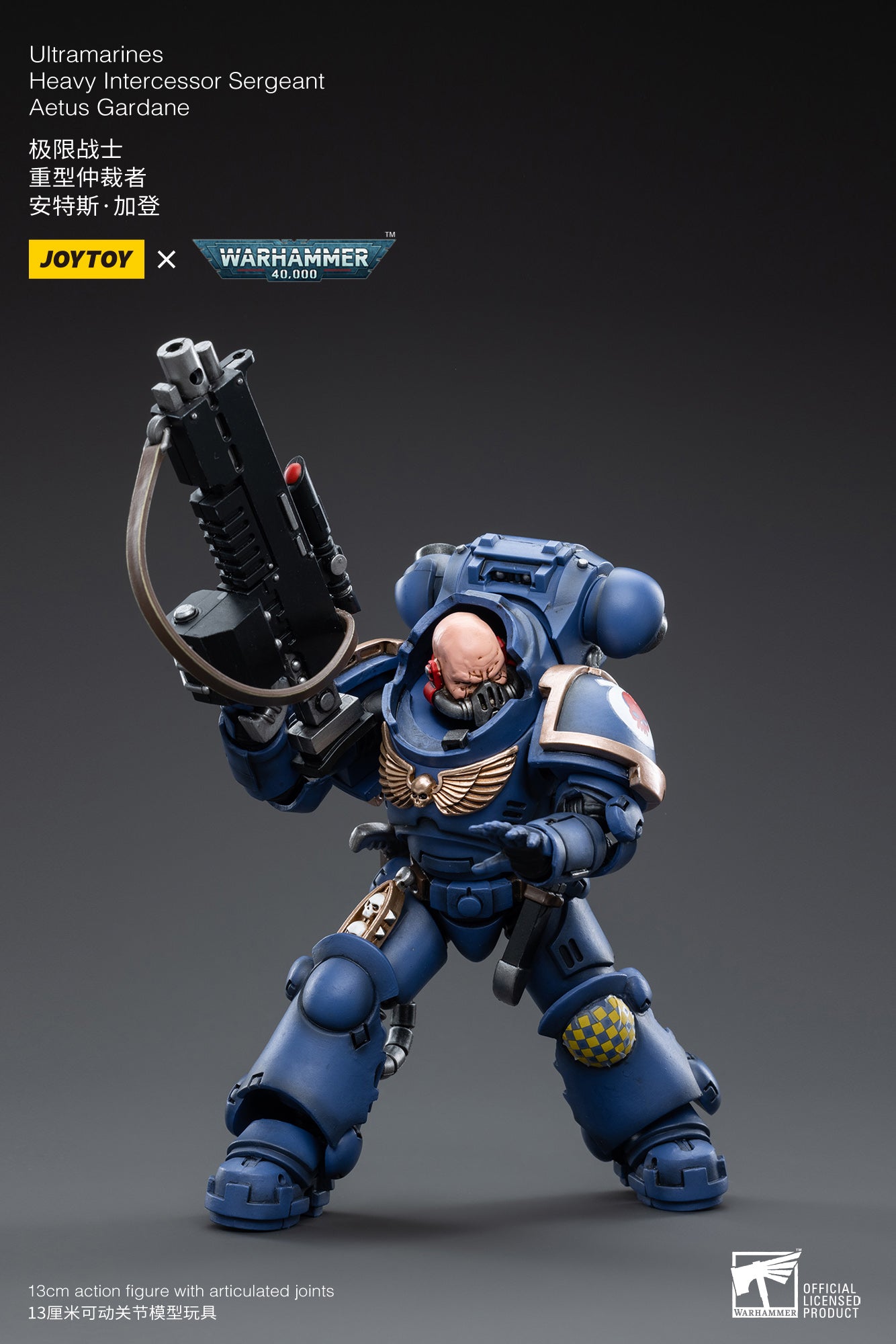 1/18 JOYTOY Warhammer 40K Ultramarines Heavy Intercessor Sergeant Aetus Gardane Action Figure - Collectible Miniature for Tabletop Gaming & Display
