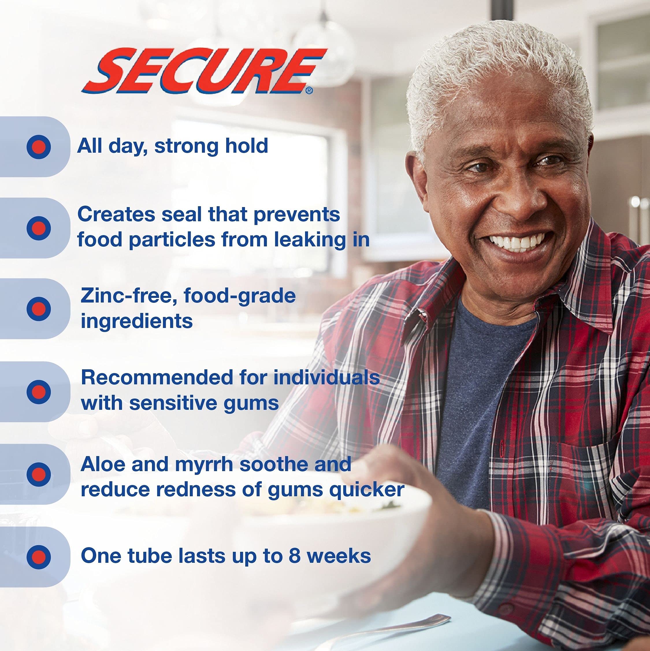 Premium Zinc Denture Adhesive Cream - Strong Hold & Secure Fit for Dentures - 1 oz Tube - Ideal for Daily Use, Eating & Speaking Comfortably