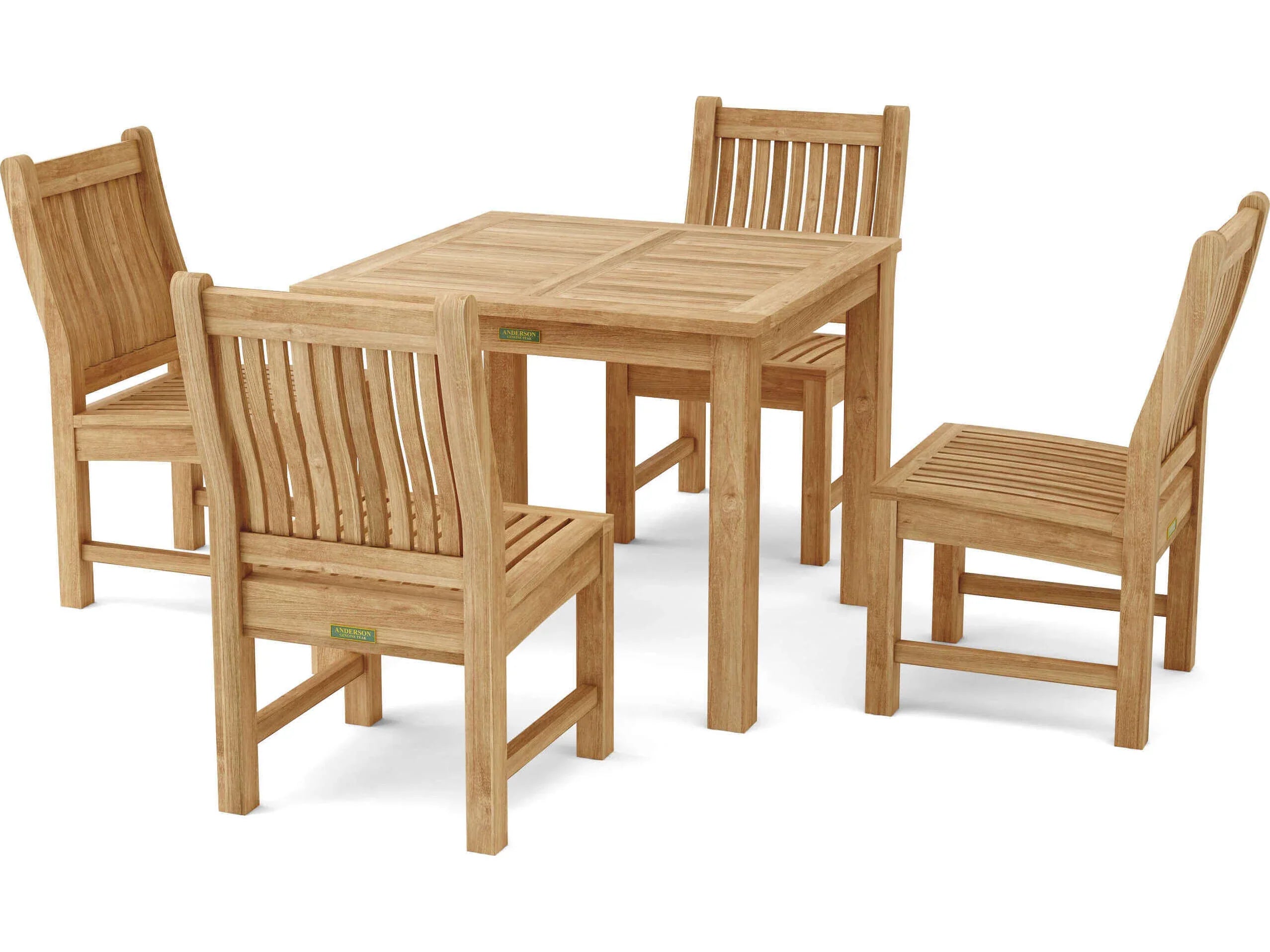 Anderson Teak 5-Piece Outdoor Bistro Table Set with Chairs - Patio Dining Furniture for Garden, Deck, or Poolside Use