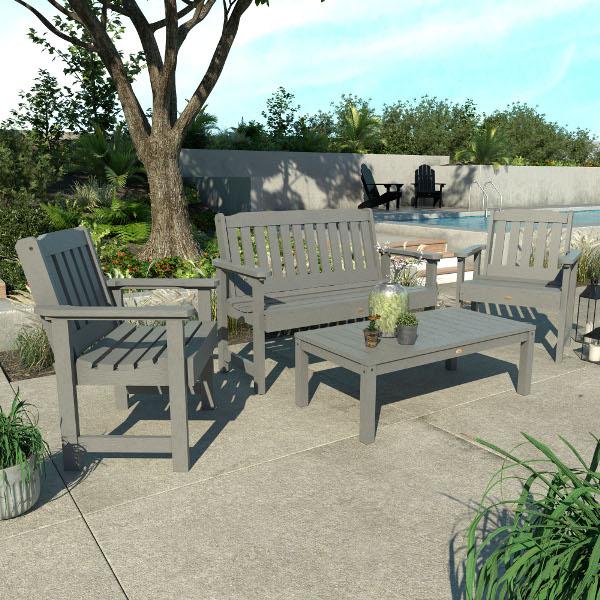 Lehigh 5-Piece Outdoor Garden Conversation Set - Patio Furniture with Cushions for Backyard, Deck, or Poolside Relaxation