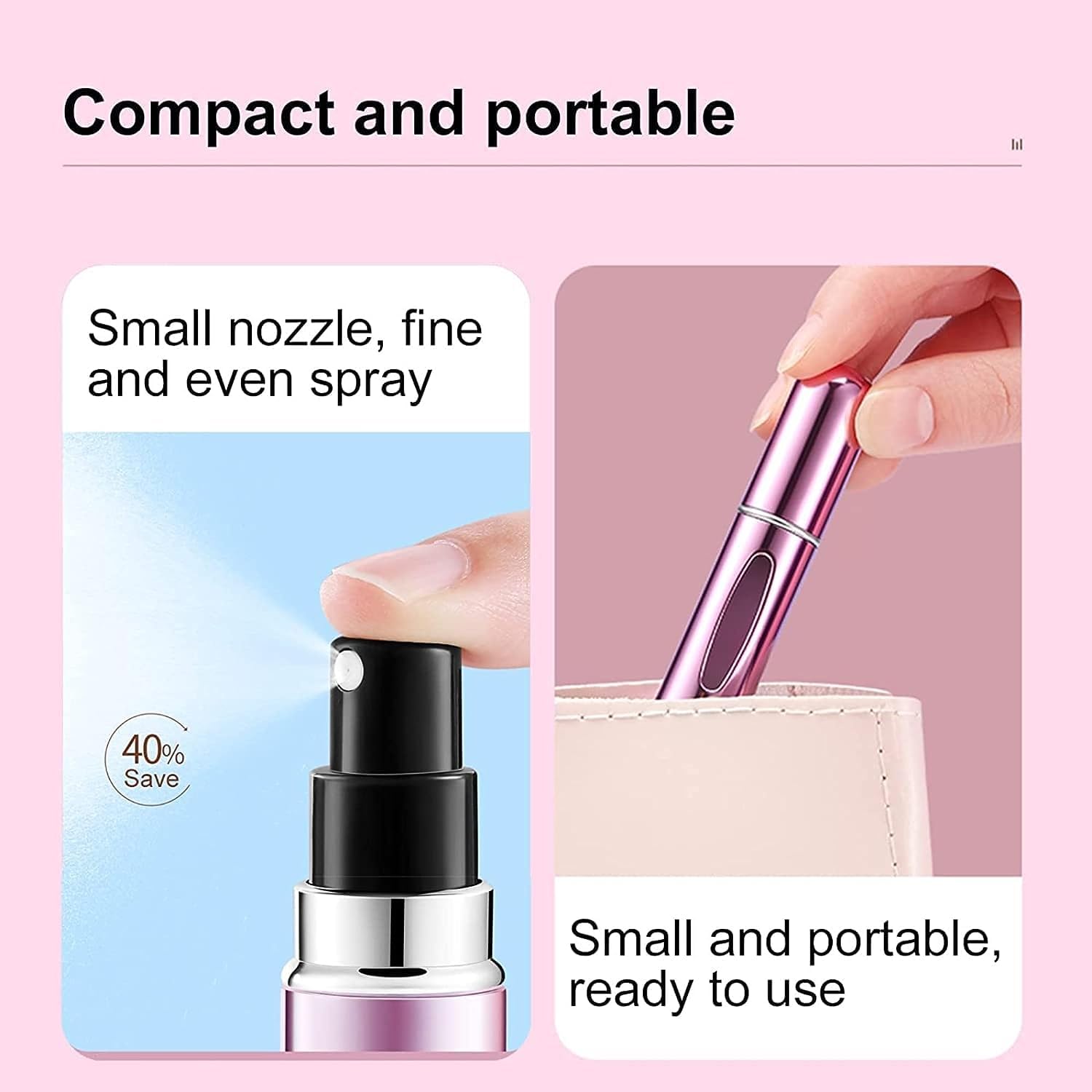 BLOOMHOUSEWARES 5ml Portable Mini Refillable Perfume Atomizer - Travel Size Perfume Spray Bottle with Pump for Women & Men, Perfect for Purse, Gym Bag, Traveling, Office & Daily Use (1 Pack)