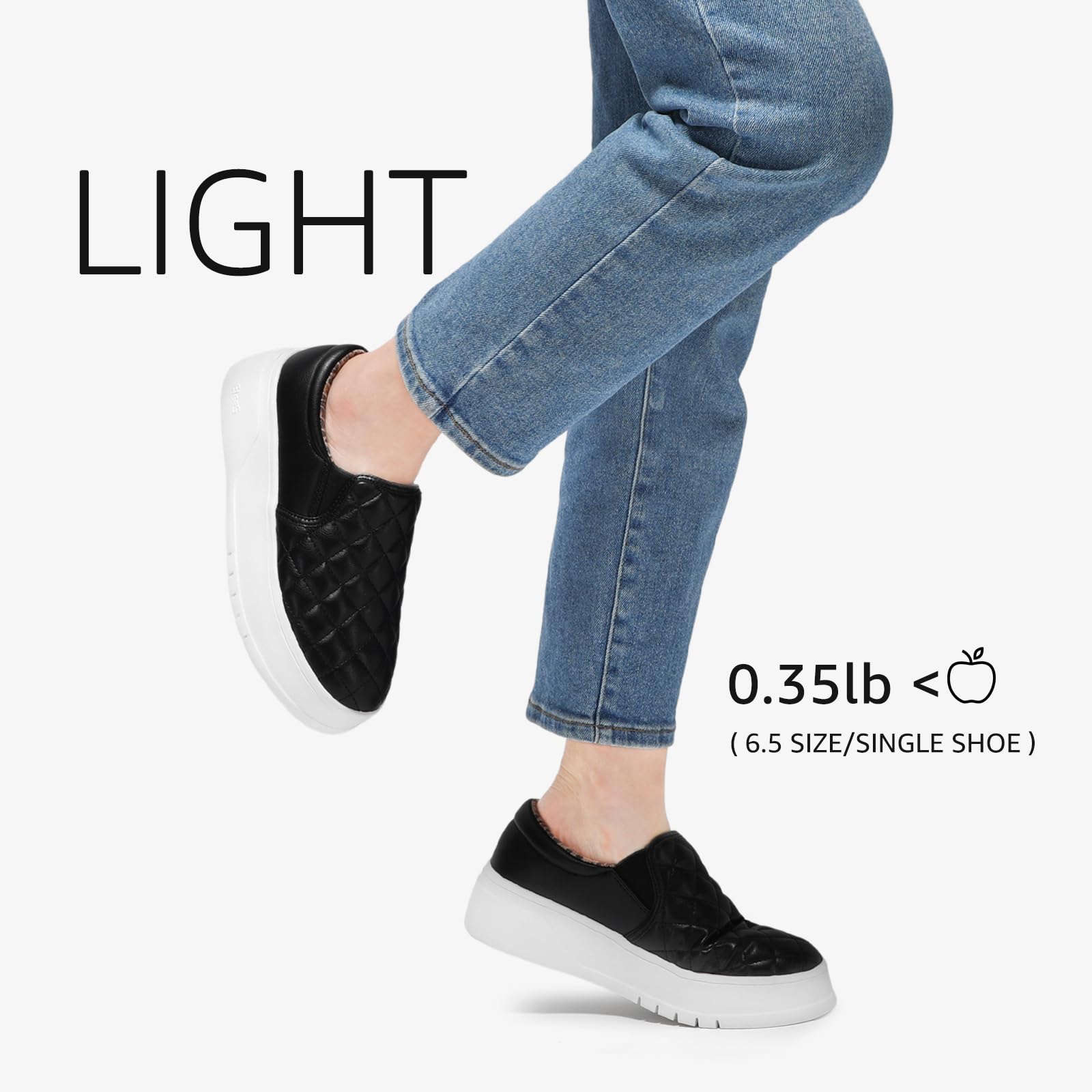STQ Women's Platform Sneakers Slip On Business Casual Shoes - Quilted Fall Loafers Comfortable Lightweight for Work, Office & Everyday Wear
