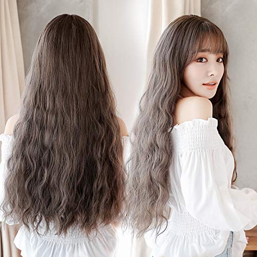 Long Curly Synthetic Wig for Women - Big Wave Korean Style Corn Perm Hairpiece (Honey Pudding, 63CM) | Perfect for Cosplay, Daily Fashion & Special Occasions