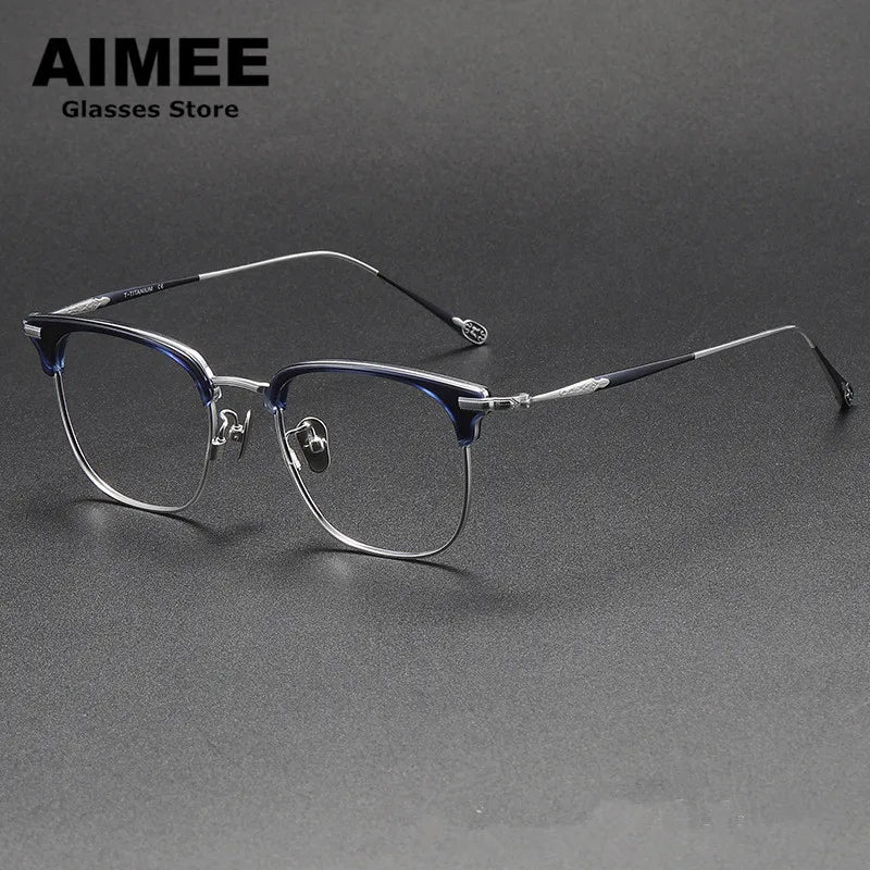 Stylish Aimee Unisex Full Rim Square Titanium Acetate Eyeglasses Frame 980901 - Lightweight & Durable for Work, Reading & Everyday Wear