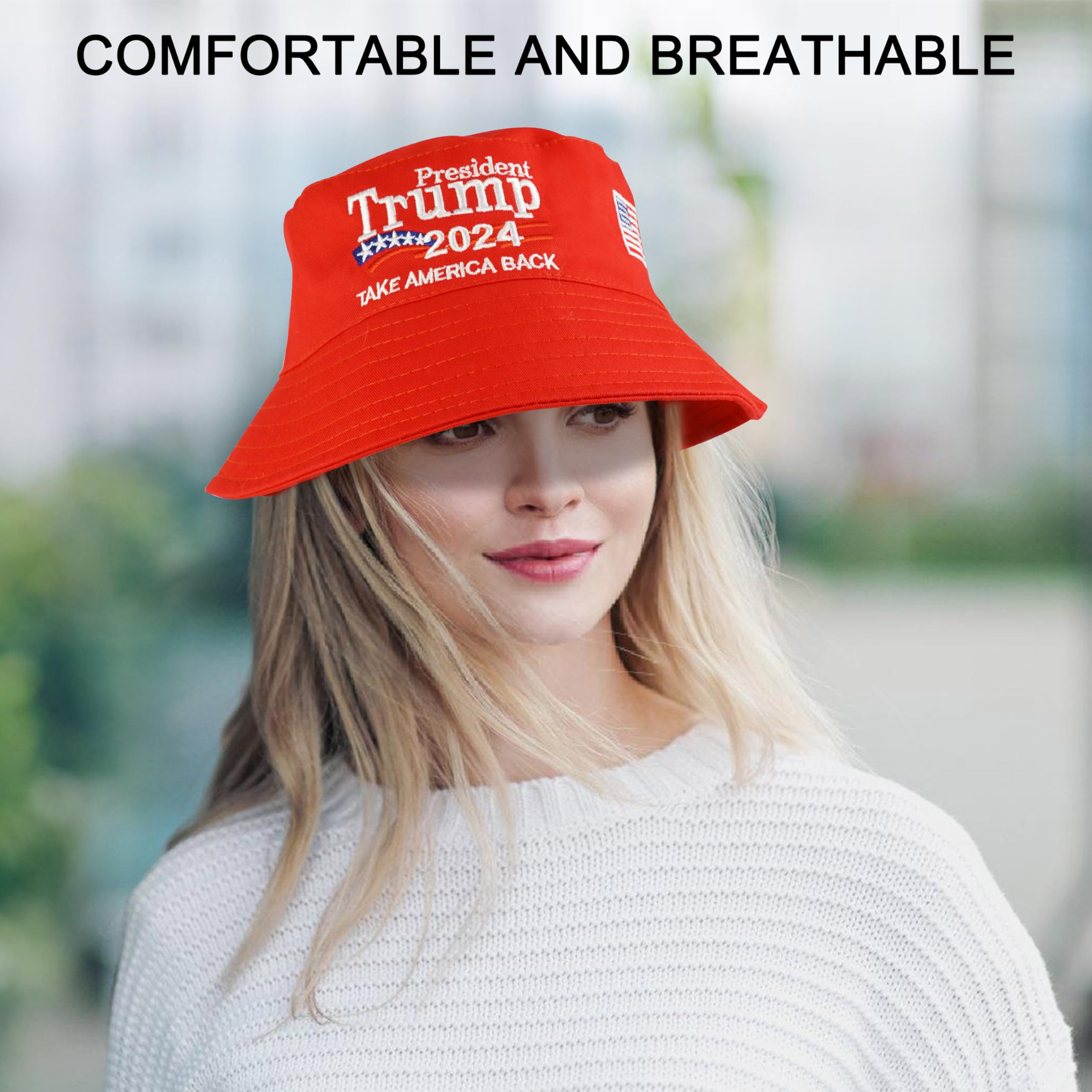 Trump 2024 Bucket Hat for Men & Women - 'Take America Back' Patriotic Sun Hat for Beach, Golf, Fishing & Outdoor Activities - Stylish Political Cap for Campaign Supporters & Summer Protection