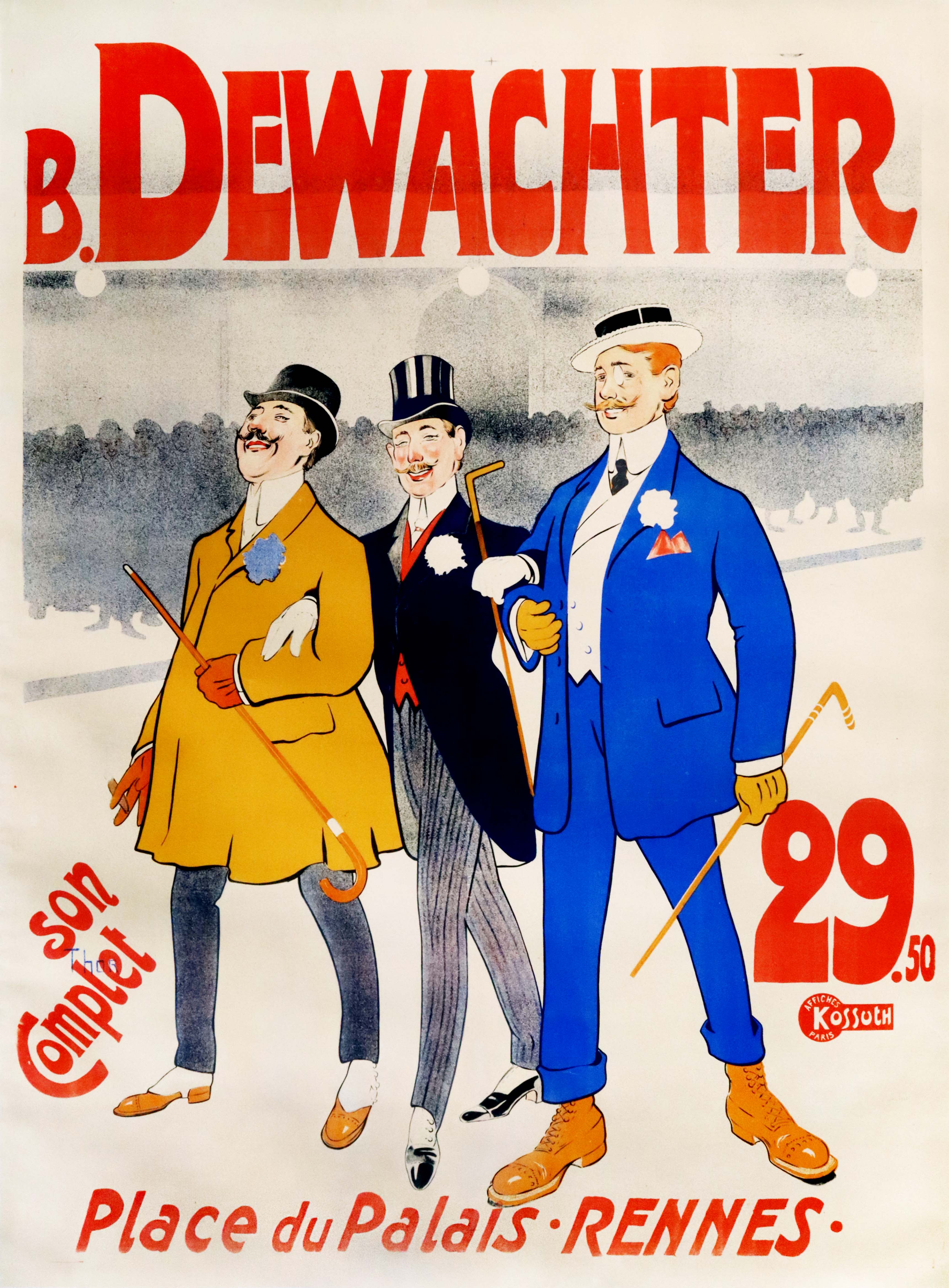 1931 Original French Belle Epoque Fashion Poster by Dewachter - Vintage Men's Style Art Print for Home Decor & Office Wall Art