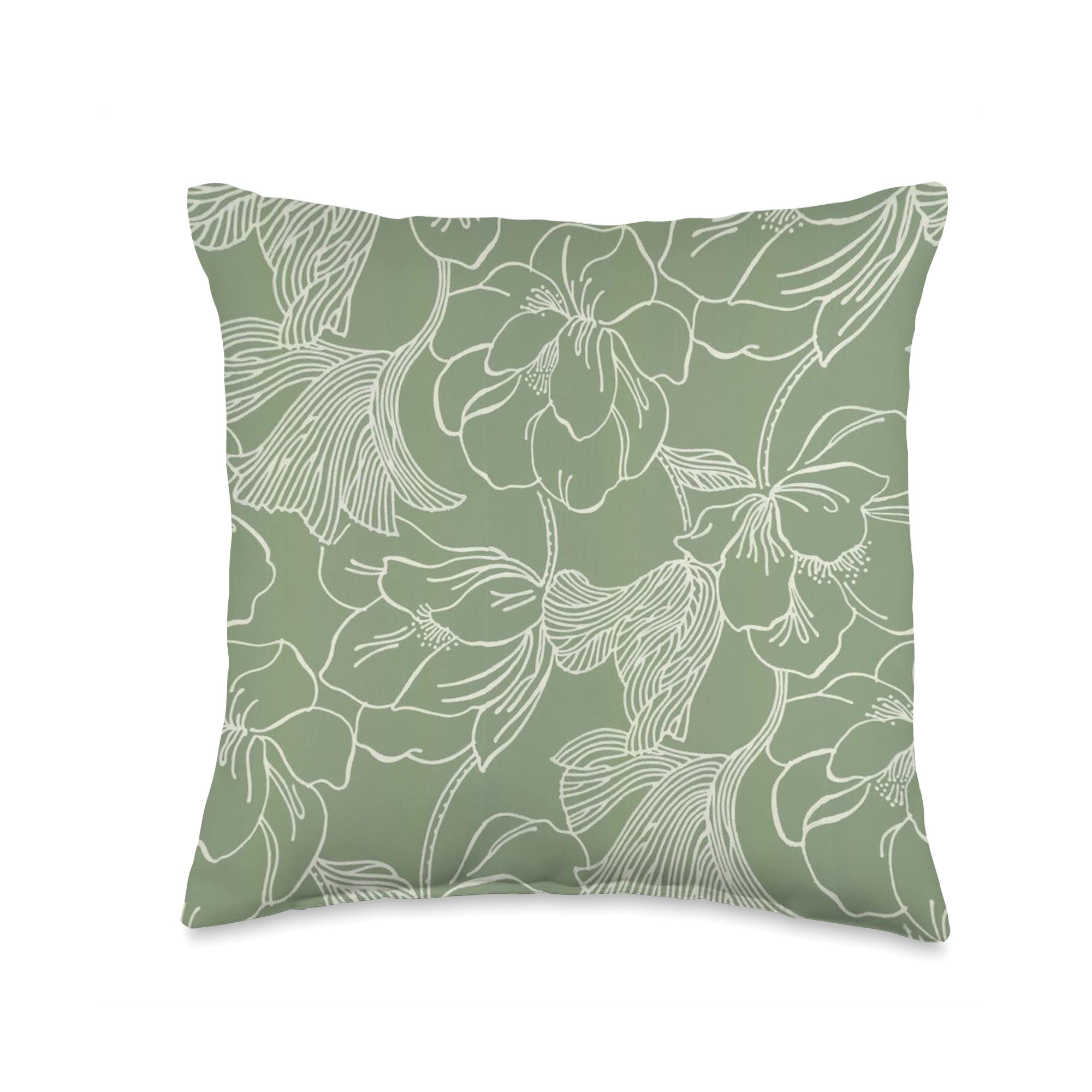 Green Couch Plant Pattern Throw Pillow 16x16 Inch Multicolor Decorative Pillow Cover for Sofa, Bed, Living Room & Home Decor