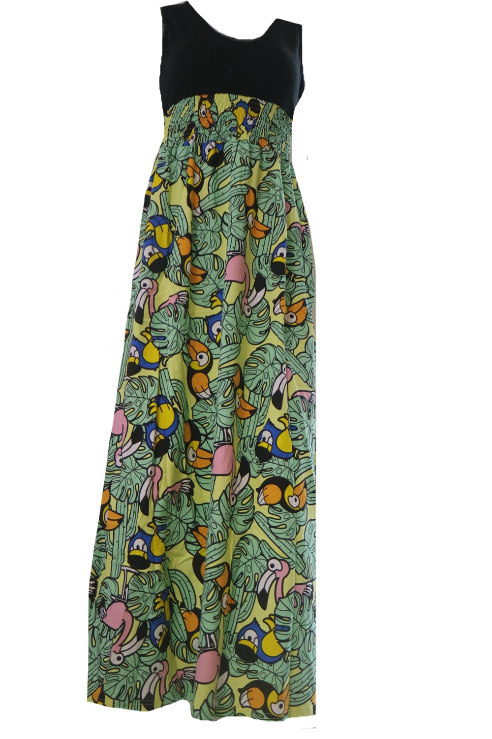 Easyhon Women's Floral Print Sleeveless Maxi Dress - Summer Contrast Tank Top for Beach Vacation, Party & Casual Outfits