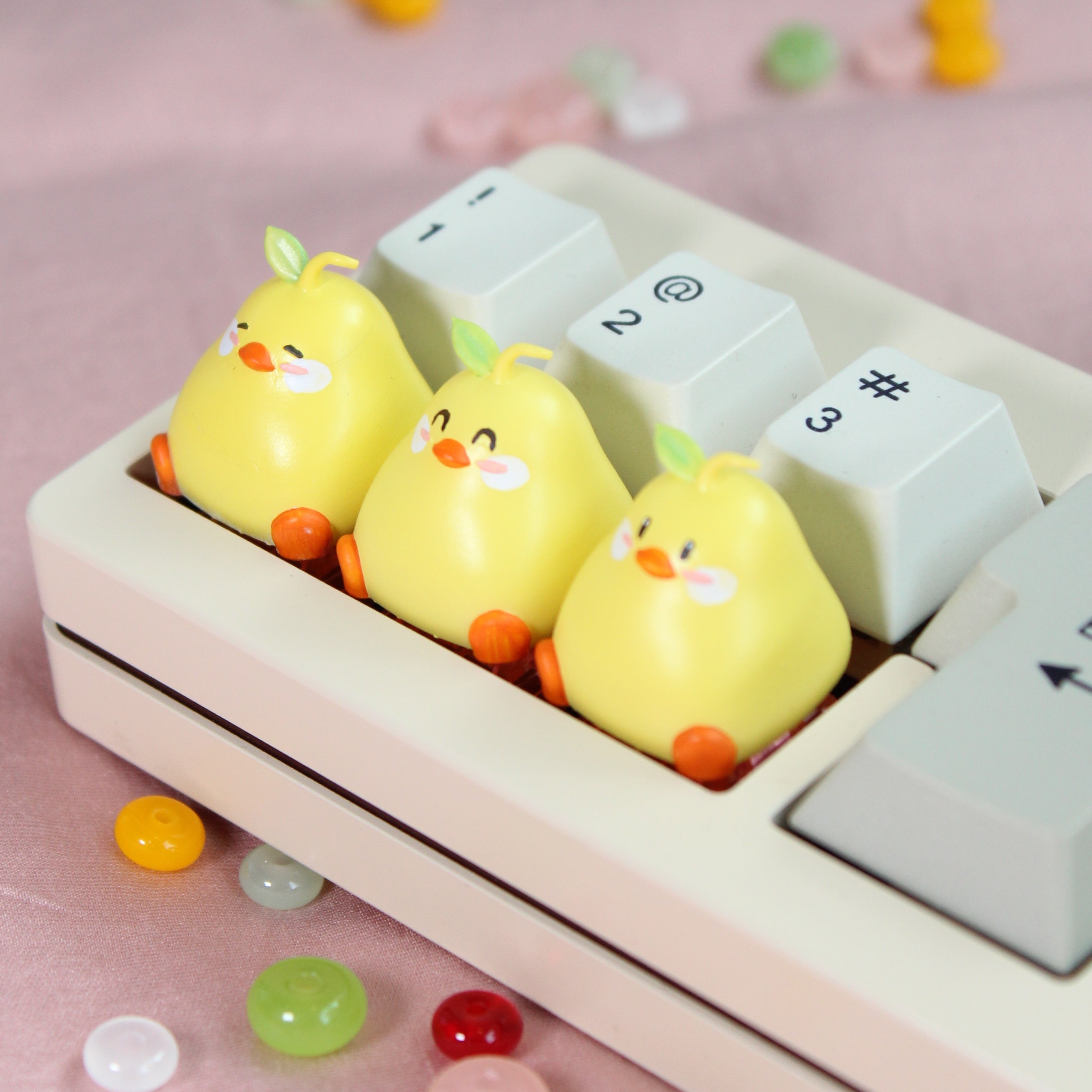 Beautiful Pear Resin Coated Keycaps - Creative, Cute & Decorative Custom Keycaps for Mechanical Keyboards | Perfect for Gaming, Typing & Aesthetic PC Setup