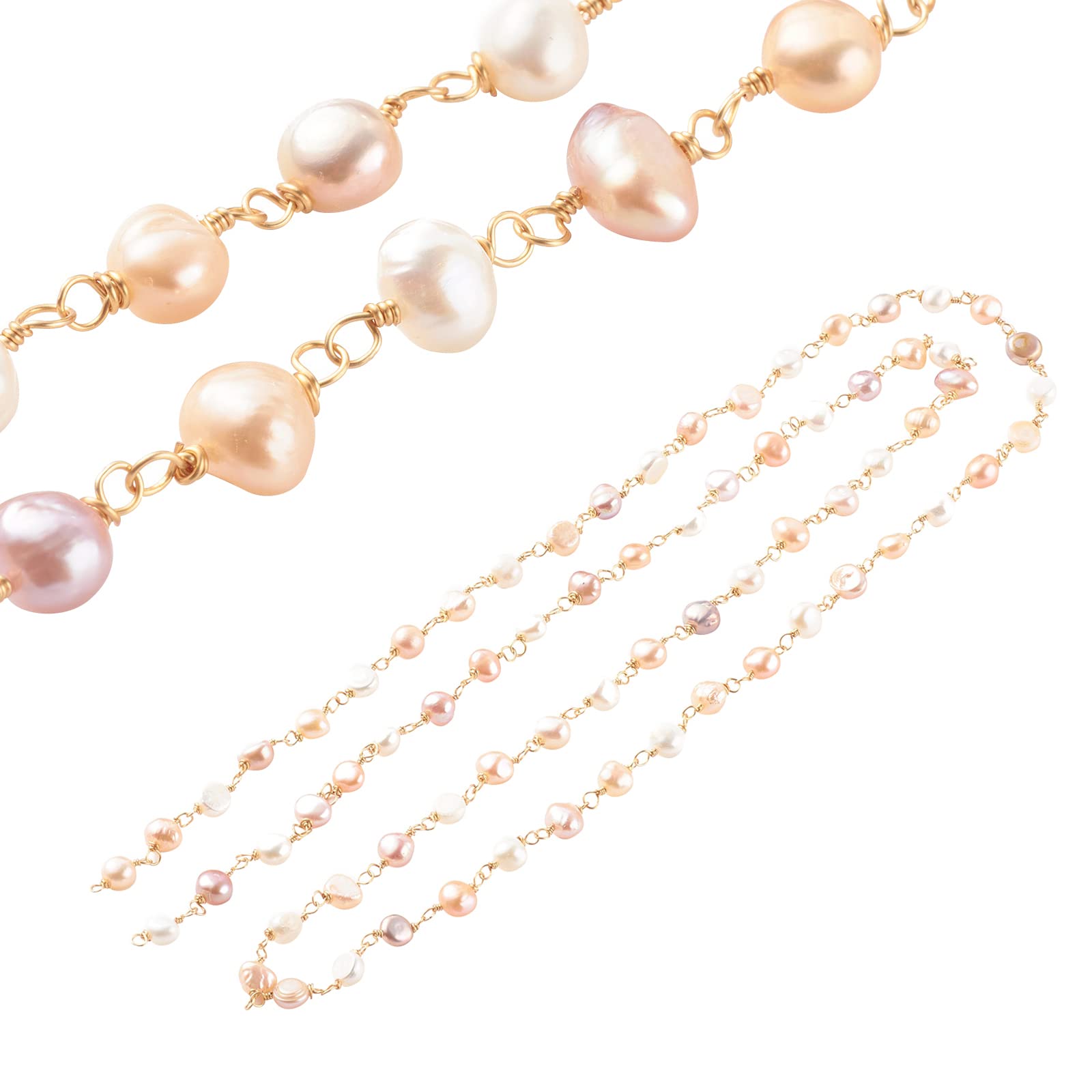3.28ft Freshwater Pearl Beaded Chain for DIY Jewelry Making - Necklace & Bracelet Crafts