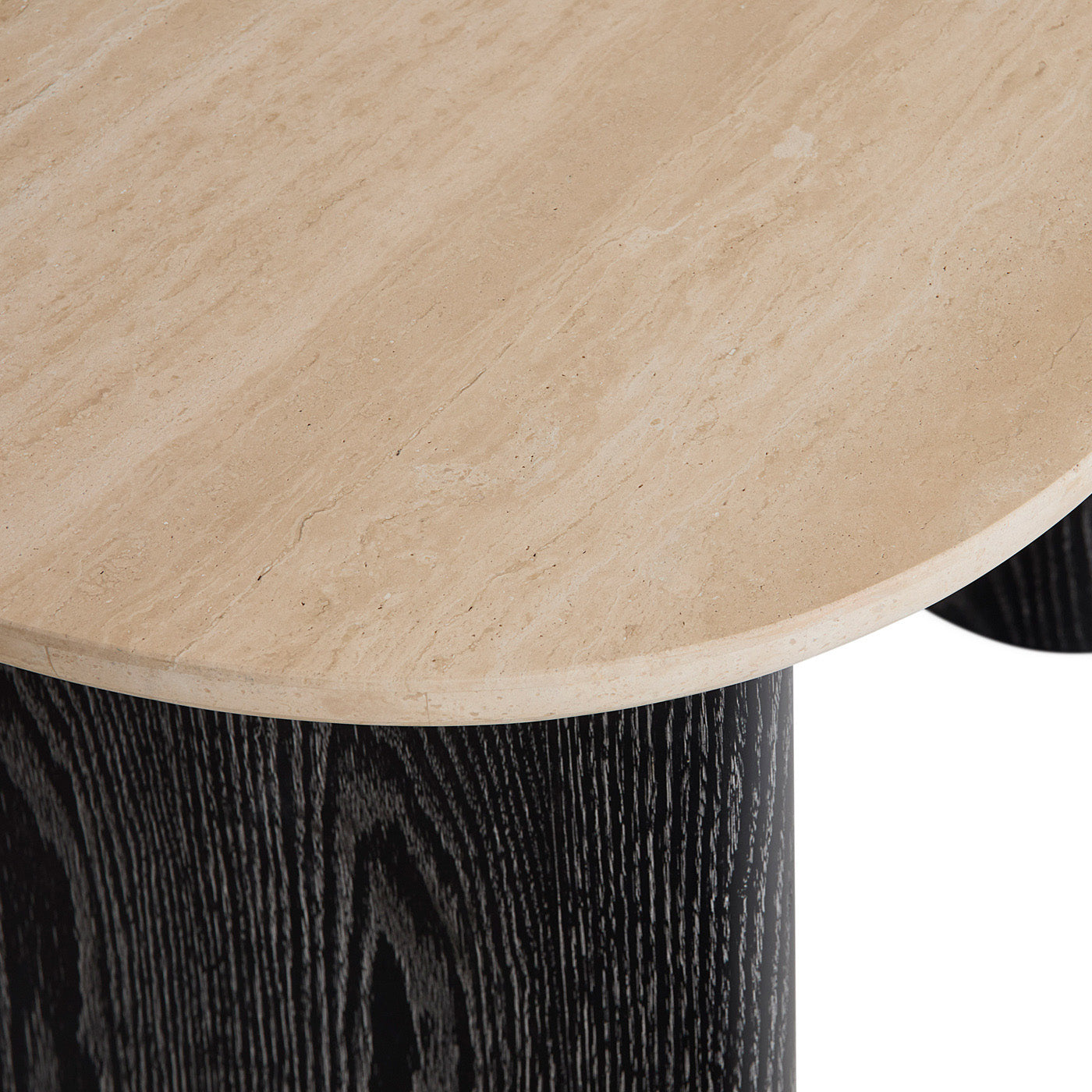 Modern Oeuf Travertine Desk - Natural Stone Writing Table with Wooden Legs for Home Office, Study & Workspace - Perfect for Remote Work, Online Classes & Creative Projects