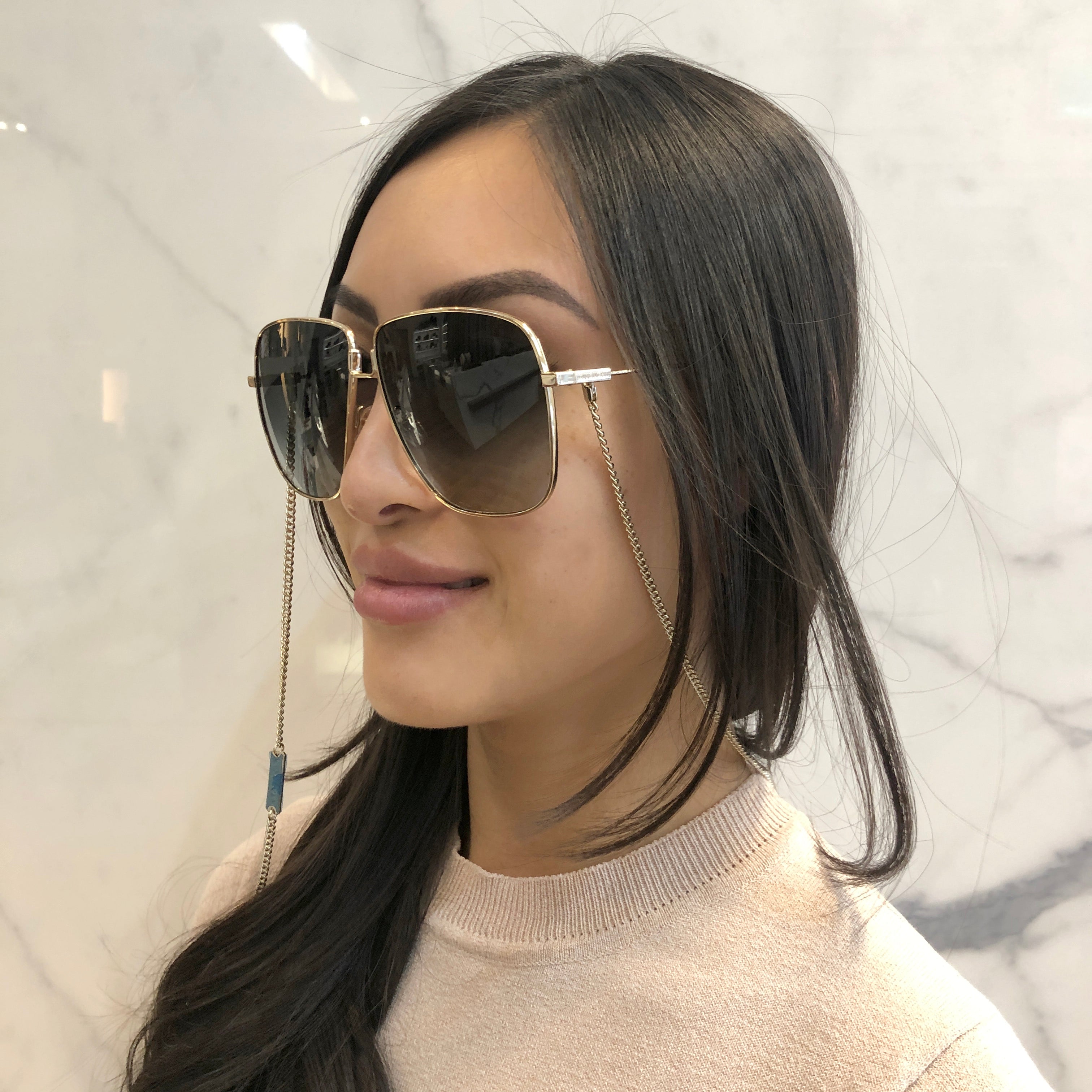 Givenchy GV7183 Sunglasses with Chain - Gold & Grey Frame | Luxury Designer Shades for Women & Men | Perfect for Outdoor, Travel & Fashion Accessories