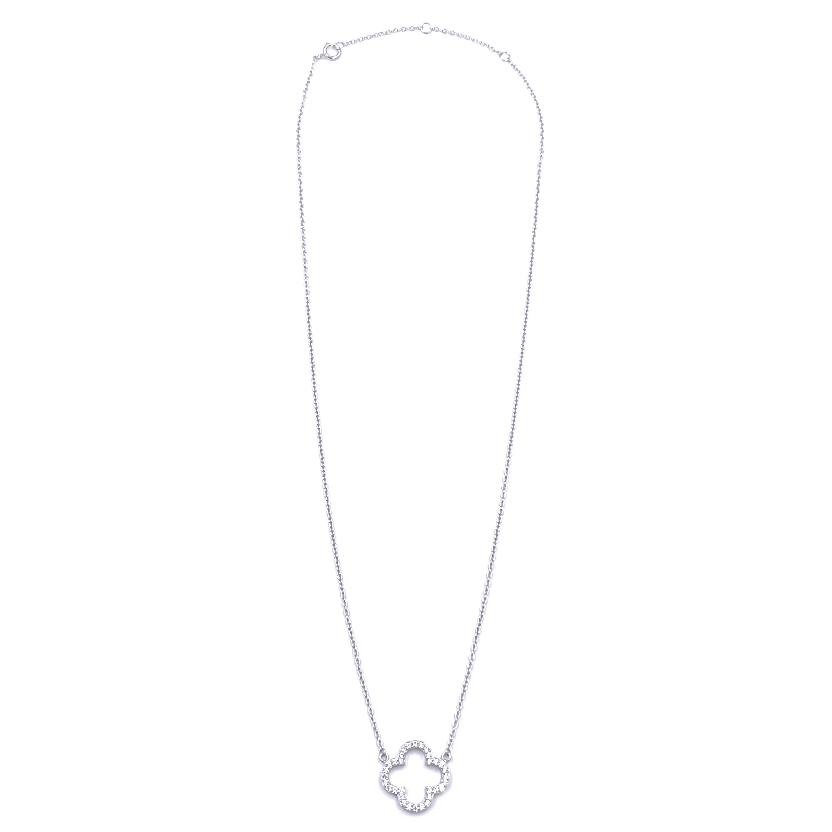Sterling Silver CZ Open Clover Pendant Necklace for Women - Elegant Irish Clover Jewelry Gift for Birthday, Anniversary & St. Patrick's Day