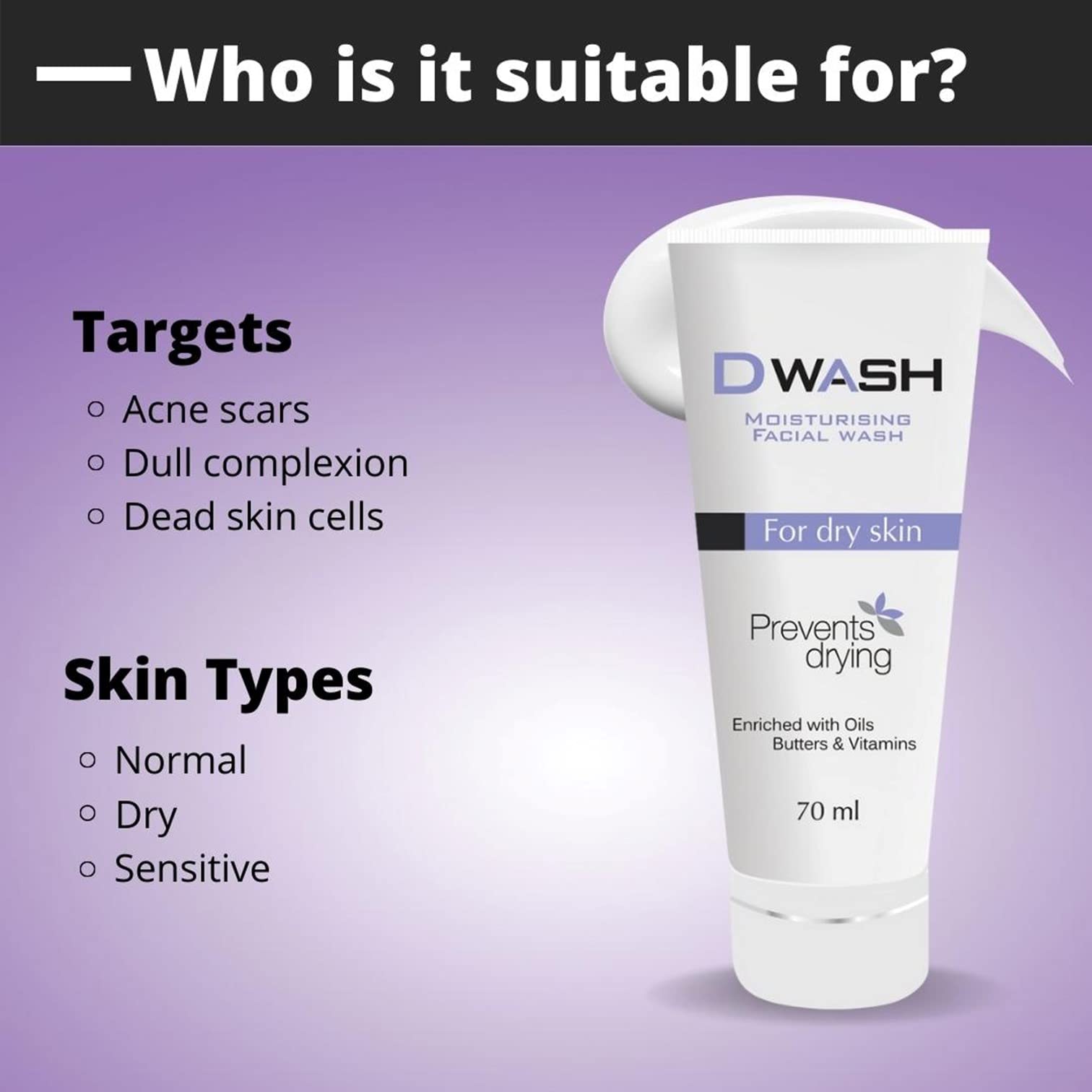 Dwash Moisturising Facial Wash - Hydrating & Gentle Cleanser for All Skin Types (Pack of 3) | Daily Skincare Routine, Travel-Friendly, Gift Idea