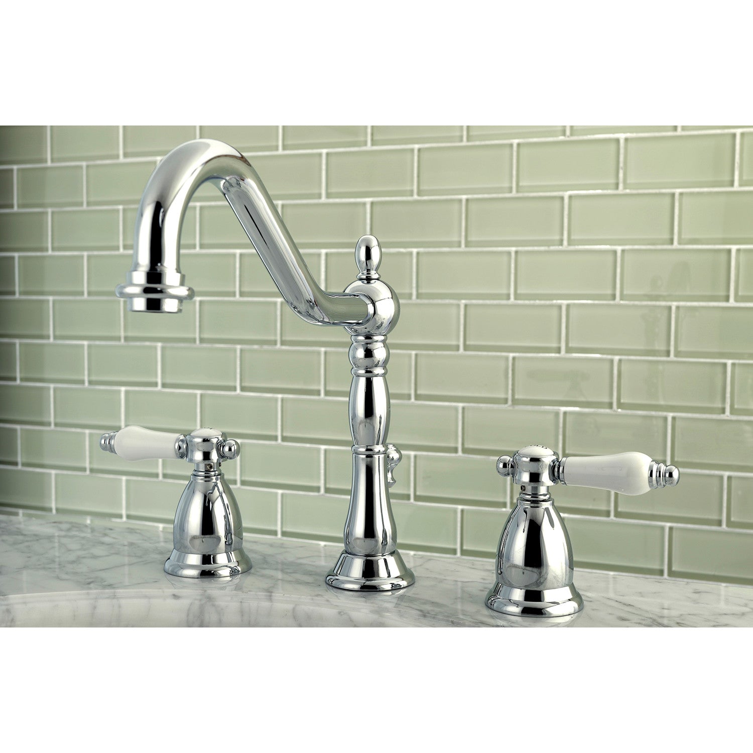 Bel Air KS1991BPL 3-Hole Widespread Bathroom Faucet with Brass Pop-Up Drain - Polished Chrome Finish - Two Handle Deck Mount Sink Faucet for Modern Bathroom Vanities and Powder Rooms