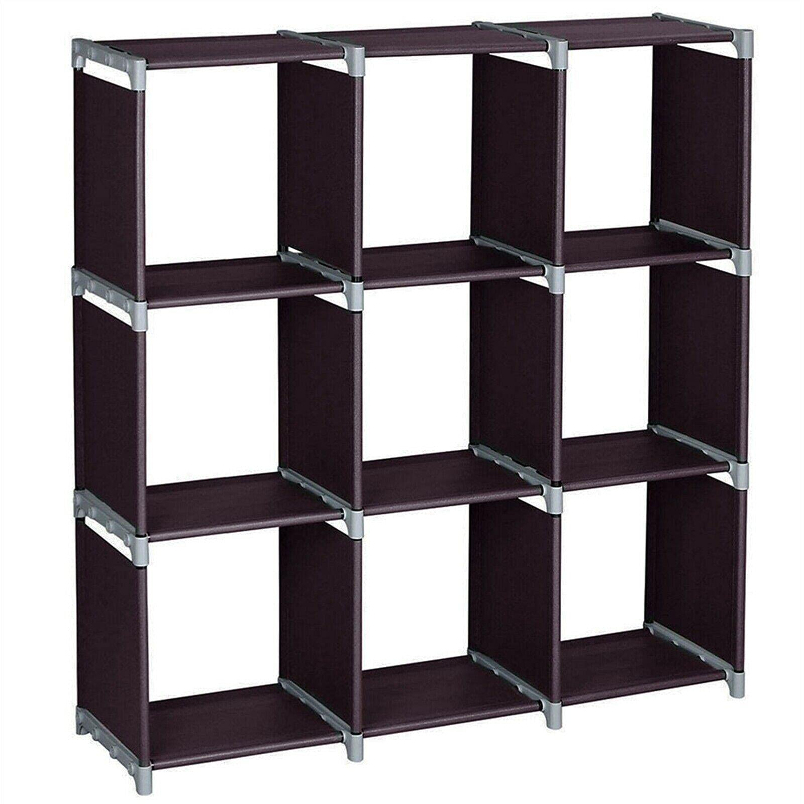 3-Tier 9-Cube Storage Organizer Shelf - Wooden Bookcase & Closet Cabinet for Shoes, Books & Home Organization - Perfect for Bedroom, Living Room & Entryway Storage Solutions