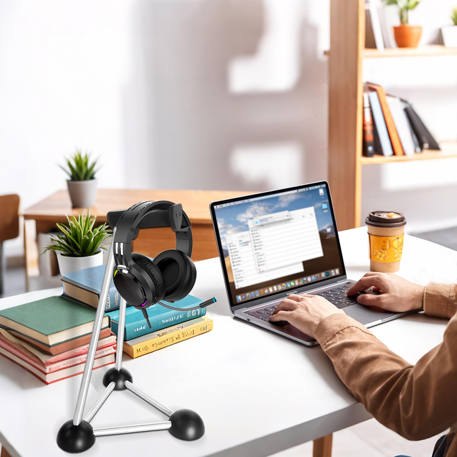 Premium Headphone Stand - Universal Desktop Headset Holder for Gaming & Studio Use - Compatible with SteelSeries, Logitech, HyperX, Sony, Beats, Sennheiser, Anker, Xbox & All Headphones (Red/Black) - Perfect for Gaming Setup, Home Office & Workspace Organization