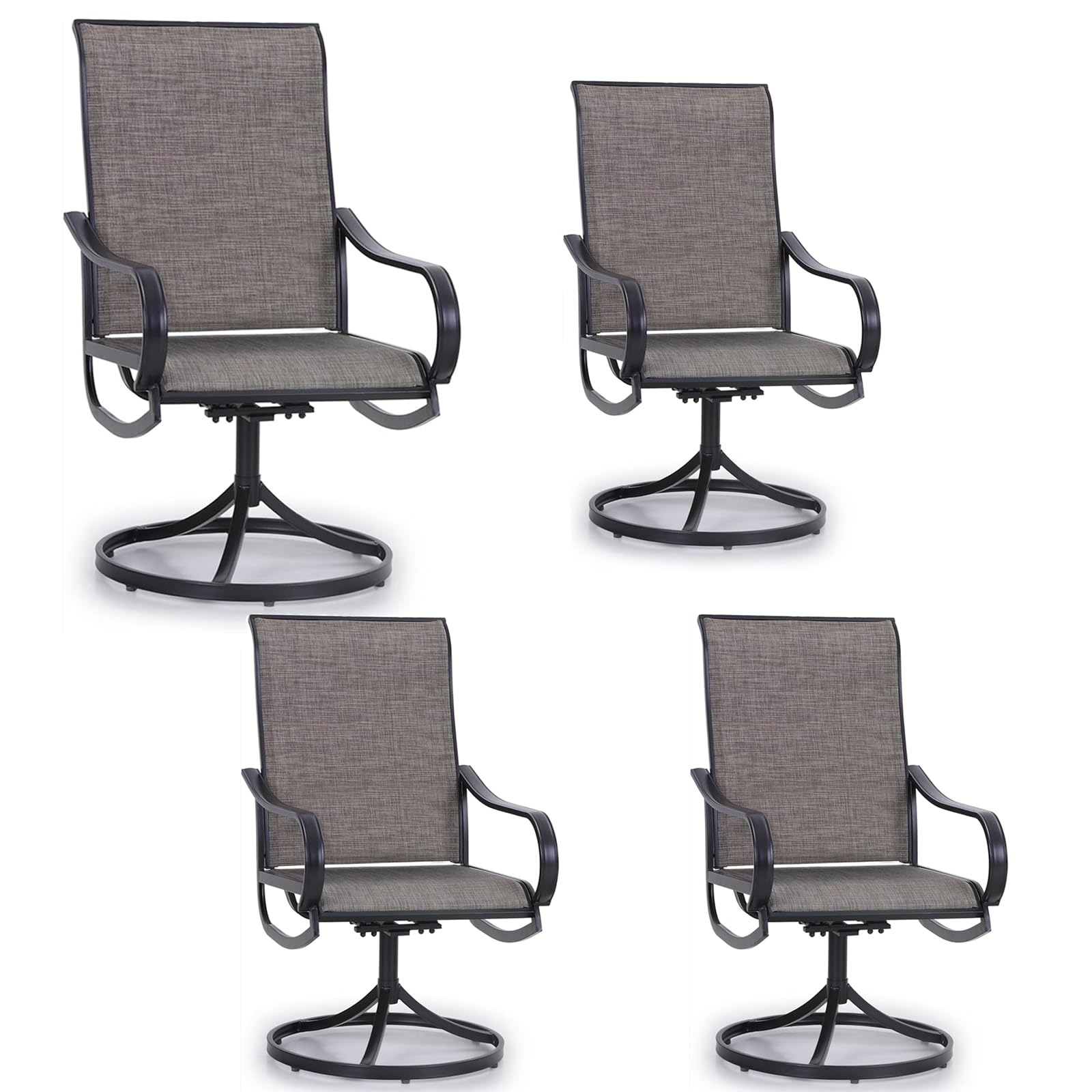 MFSTUDIO 4-Piece Outdoor Swivel Patio Dining Chairs Set with Breathable Textilene Fabric & Durable Metal Frame, Weather-Resistant Bistro Lawn Deck Furniture for Backyard, Garden, Poolside & Outdoor Dining