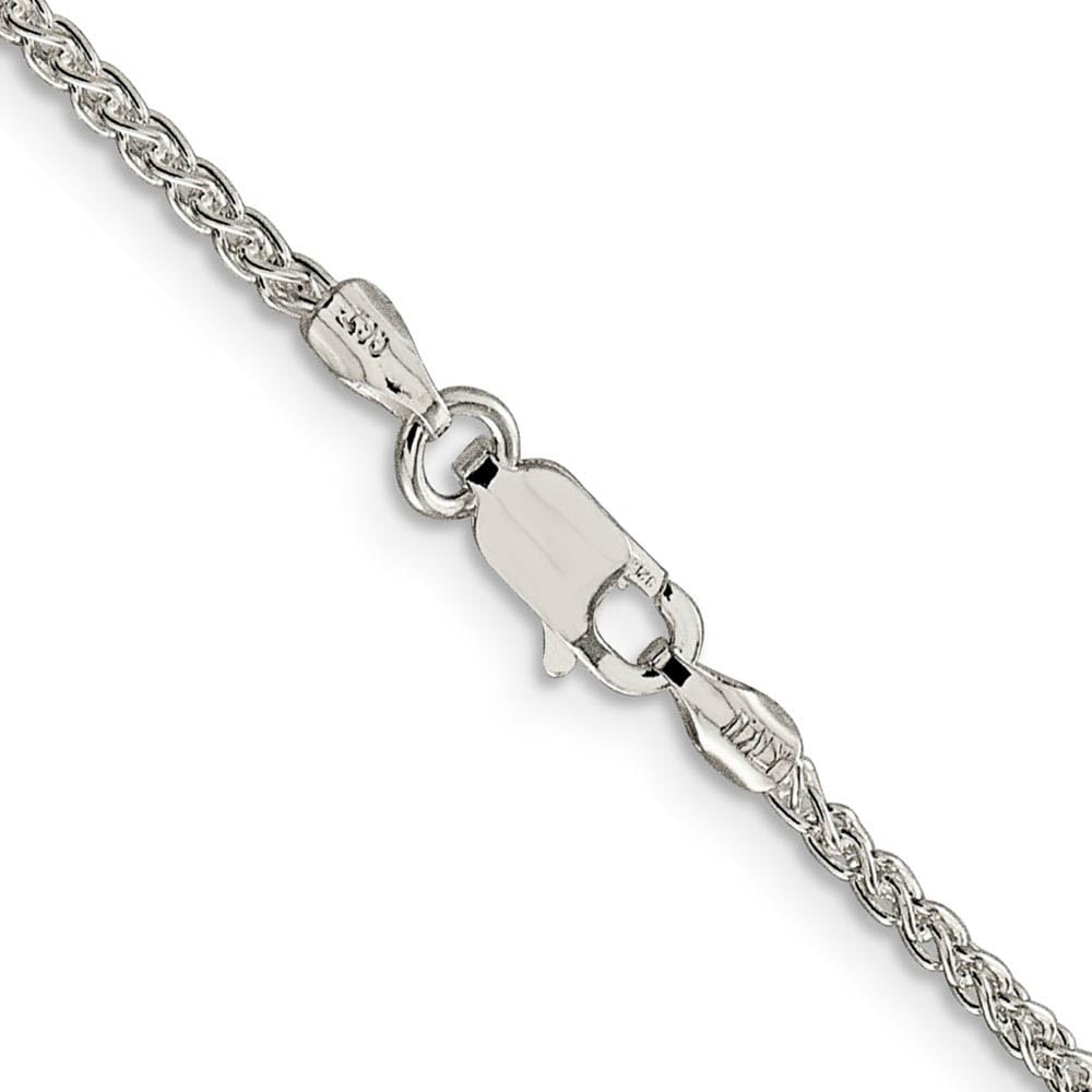 1.75mm Sterling Silver Round Solid Spiga Chain Necklace - Elegant Black Bow Pendant for Women, Gift for Her, Perfect for Parties & Special Occasions