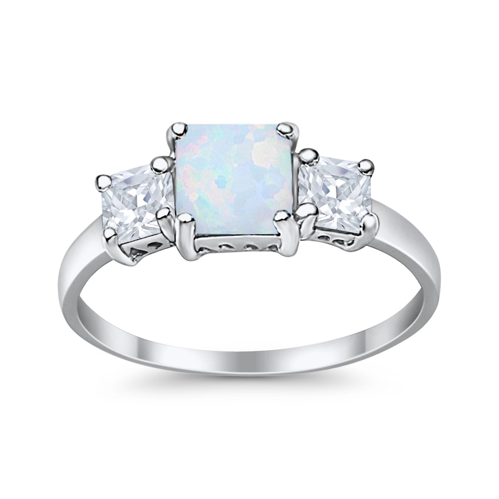 3 Stone Princess Cut Cubic Zirconia Ring - 925 Sterling Silver Fashion Jewelry for Women - Perfect for Weddings, Anniversaries & Special Occasions