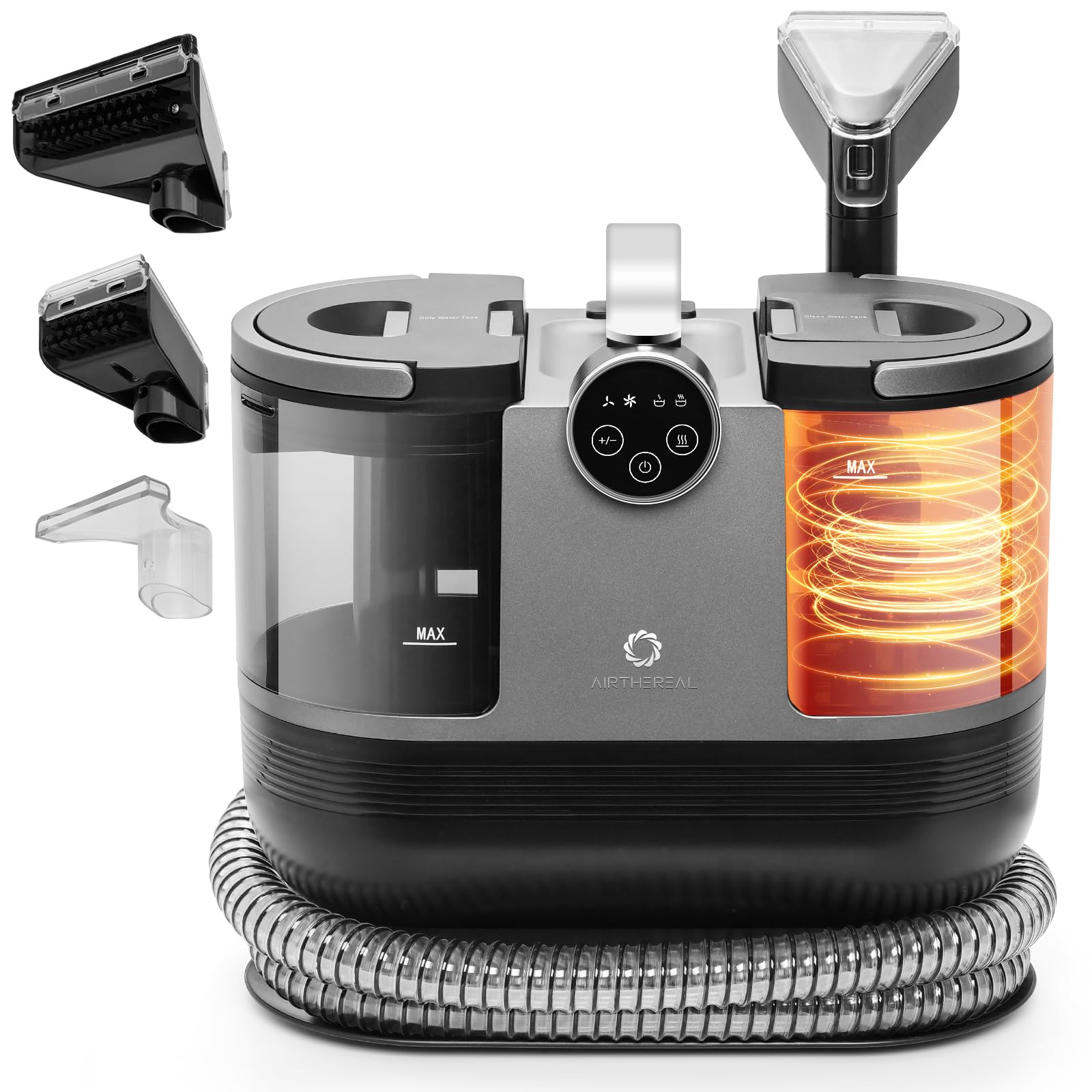 Airthereal S1 Portable Carpet Cleaner Machine - 14Kpa Deep Cleaning with Instant Heating, Self-Cleaning Function for Pet Hair, Stains & Odors | Perfect for Upholstery, Stairs, Car Seats & Couches | Home & Auto Cleaning Solution
