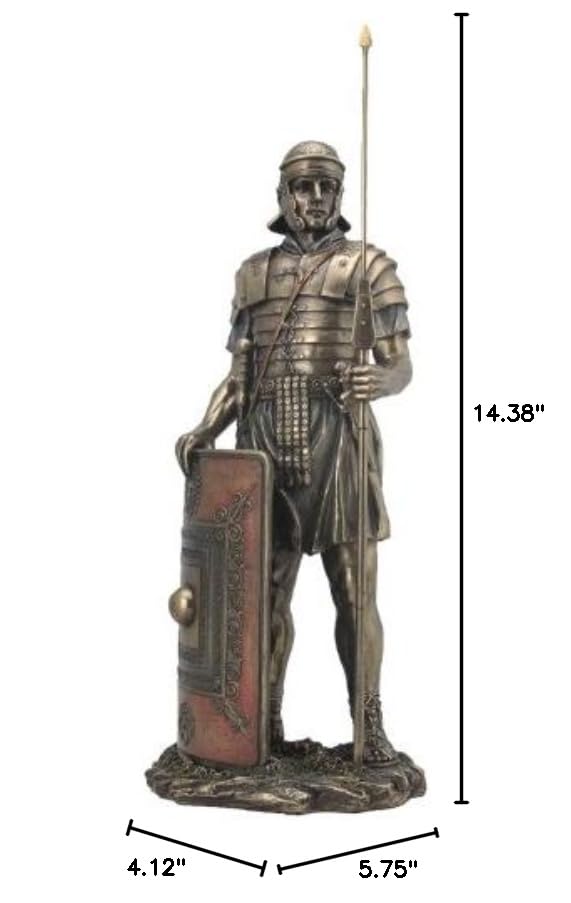 Authentic Roman Soldier Statue with Javelin & Shield - Handcrafted Historical Sculpture for Home Decor, Office Display, and Ancient Rome Collection