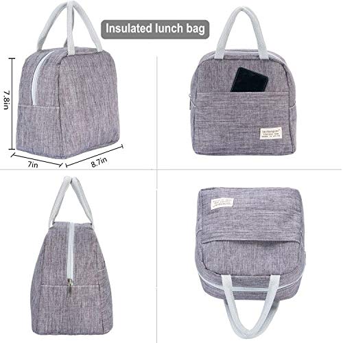 Insulated Reusable Lunch Bags for Women, Men & Kids - Leakproof Cooler Lunch Tote for School, Work, Office & Picnics (Grey) - Perfect for Meal Prep, Outdoor Activities & Daily Commute