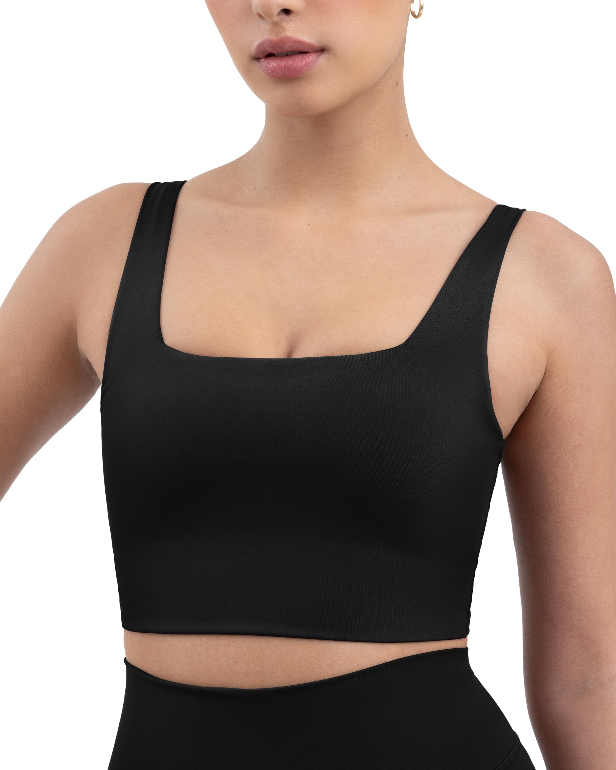 High-Performance Women's Compression Sports Bras - Medium Support Square Neck Longline Workout Bra with Removable Pads | Ideal for Running, Yoga & Gym Training | HiPerform Activewear