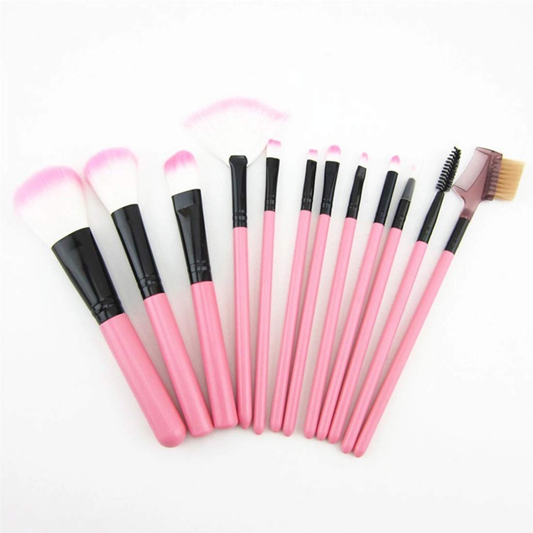 Adbeni 12-Piece Professional Makeup Brush Set - Fan Brush, Blush Brush, Powder Brush, Foundation Brush, Eyeliner Brush, Eyeshadow Brush & More (Pink) - Perfect for Makeup Artists, Beginners & Everyday Beauty Routine