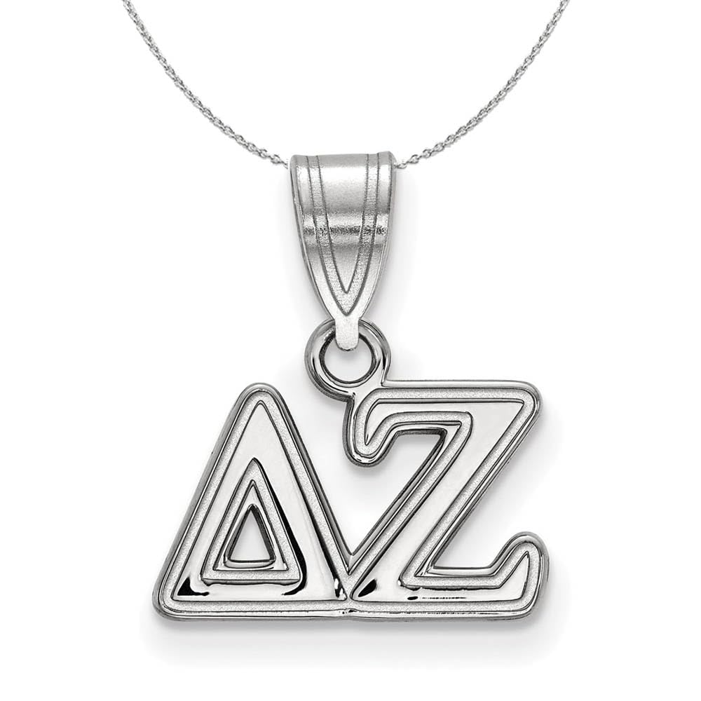 Delta Zeta Sterling Silver Greek Letter Necklace - Medium Black Bow Pendant for Sorority Sisters & Greek Life Events