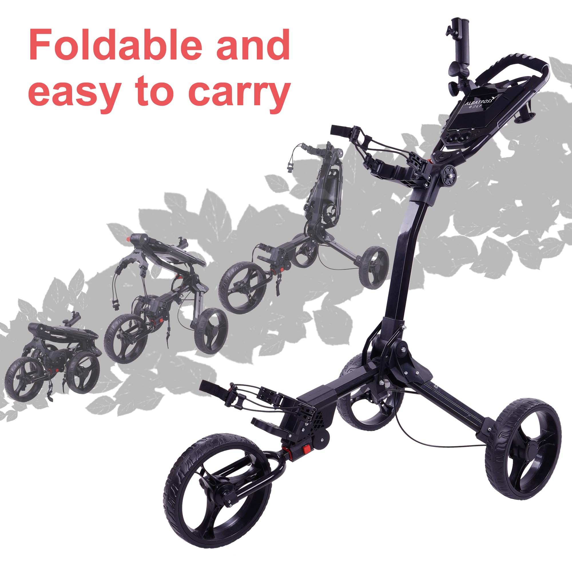 Lightweight Folding Golf Push Cart - Portable Walking Trolley with Golf Bag Holder | Perfect for Golf Courses, Driving Ranges & Outdoor Practice