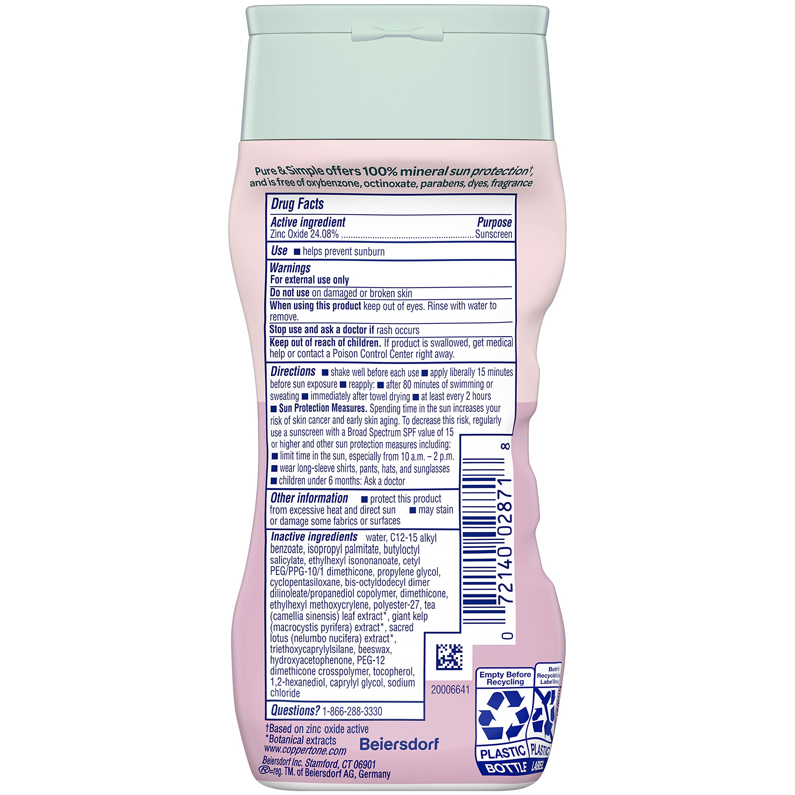 Coppertone Pure & Simple SPF 50 Mineral Sunscreen Lotion with Zinc Oxide - Tear-Free, Water-Resistant, Broad Spectrum UVA/UVB Protection - 6oz (Pack of 18) - Gentle for Baby Skin, Perfect for Beach, Pool & Outdoor Activities