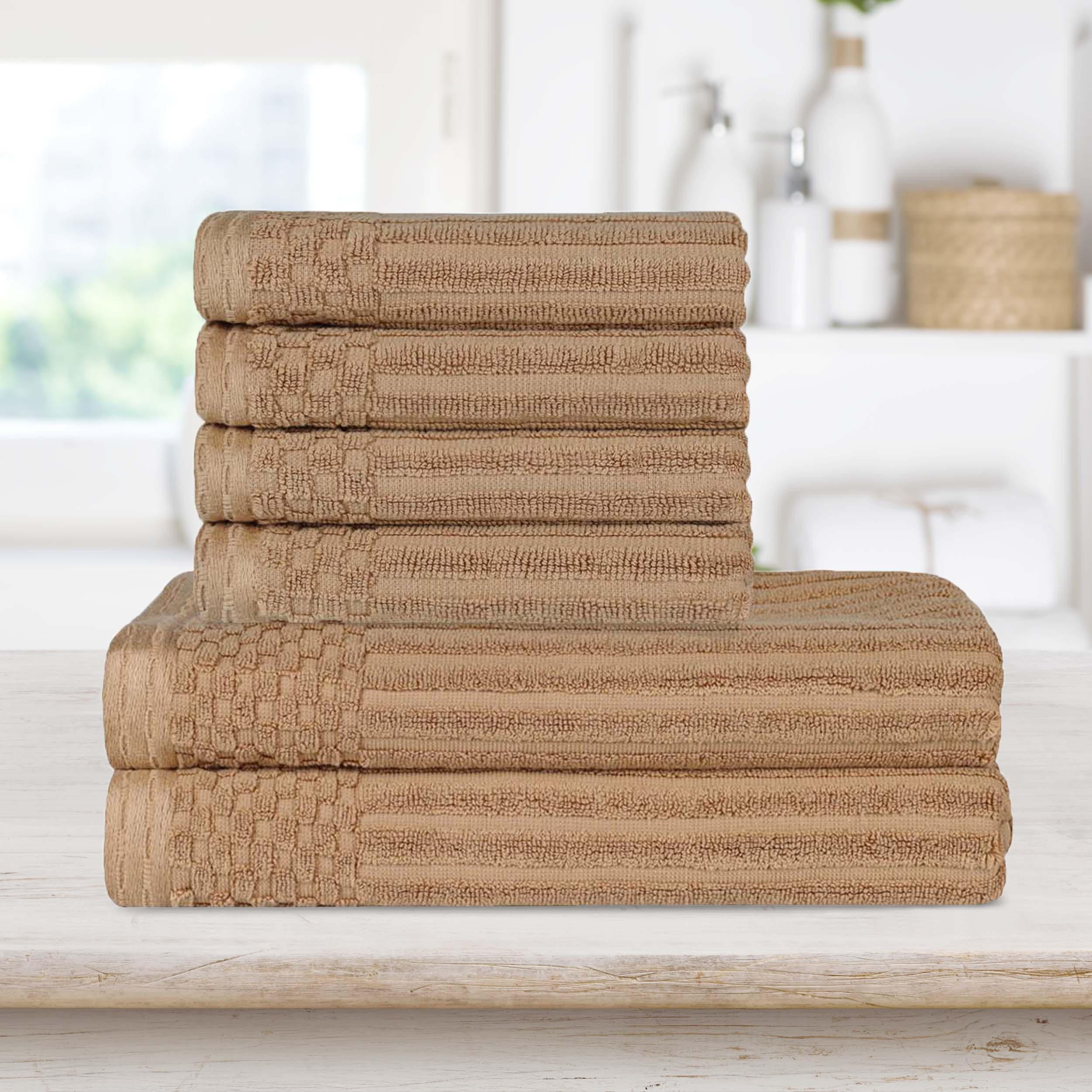 Premium Soho Ribbed Textured Cotton Bath Towel Set - Ultra Absorbent, Quick-Drying Hand & Bath Towels for Spa, Gym, and Luxury Home Use