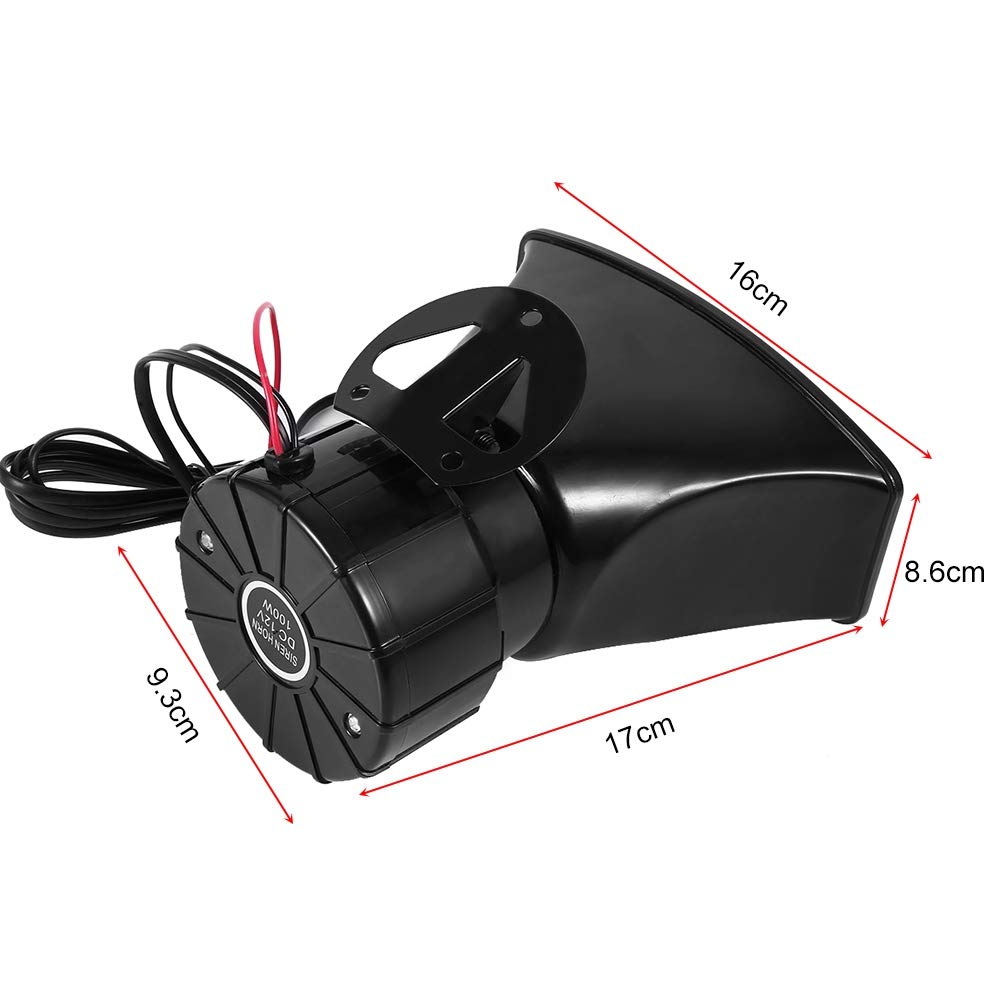 12V 100W 7-Tone Emergency Car Siren Speaker with Mic & PA System - 120dB Loud Vehicle Horn for Police, Ambulance, Security Trucks, Boats & Vans - Ideal for Emergency Alerts, Traffic Control & Public Safety