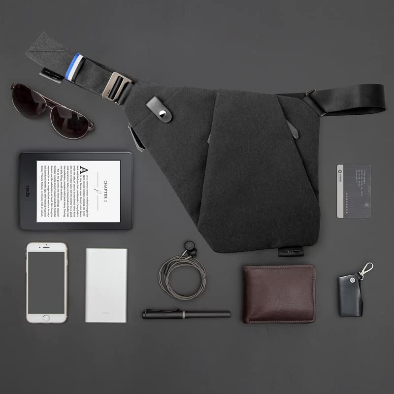 NIID-FINO NEO Anti-Theft Crossbody Sling Bag - Slim Multipurpose Chest Shoulder Bag for Men & Women (Meteorite Black, Right Hand) | Perfect for Travel, Commuting & Everyday Use