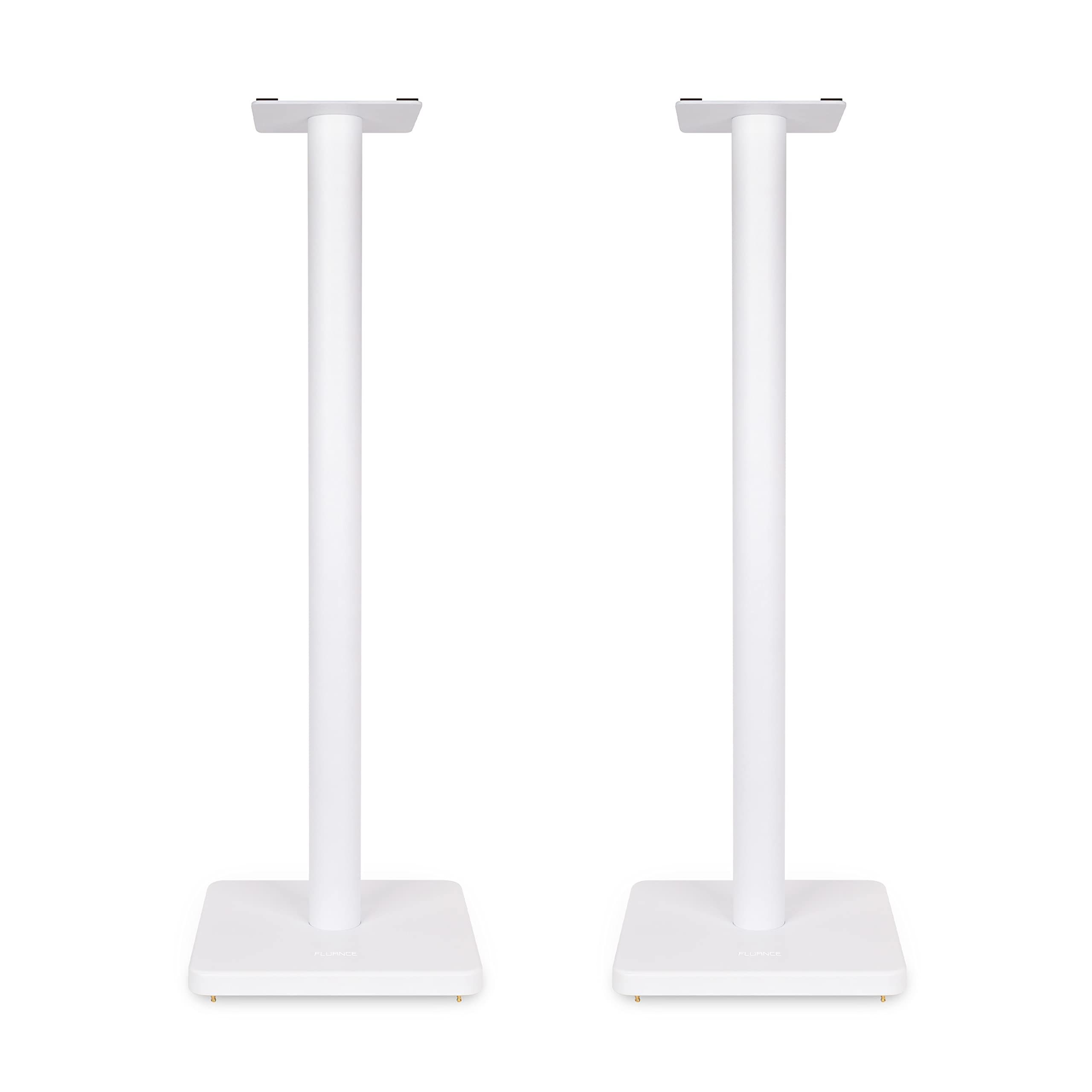 Fluance SS05SWH Adjustable Speaker Stands for Bookshelf & Surround Sound Speakers - Heavy Duty Square Base with Floor Spikes, Rubber Feet & Cable Management (Matte White, Pair) - Perfect for Home Theater, Gaming & Music Listening Setups