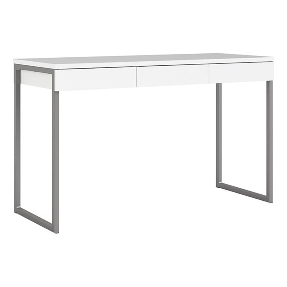 Pemberly Row Modern White Home Office Desk - 3-Drawer Multi-Functional Writing Desk for Small Spaces | Perfect for Remote Work & Study