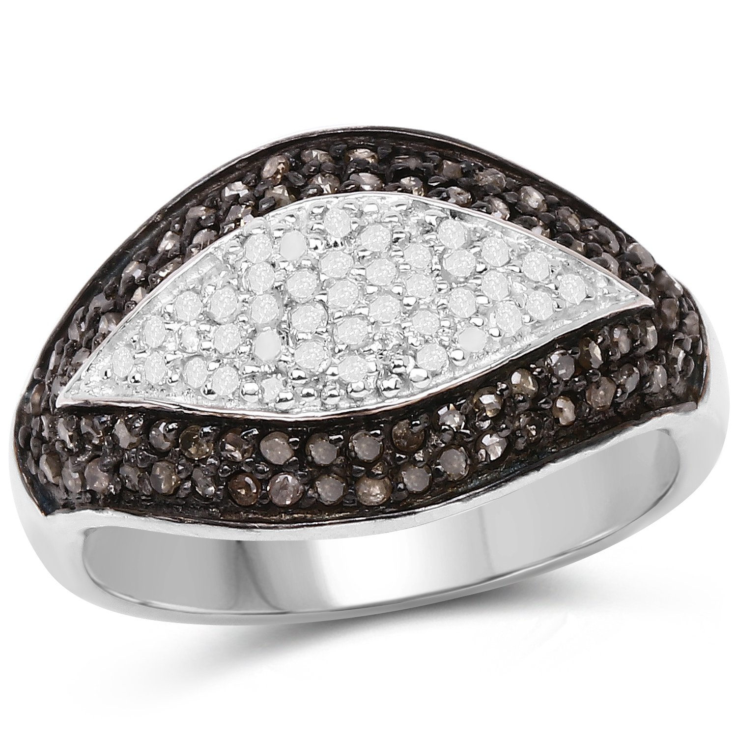 0.50 Carat Genuine Champagne & White Diamond Sterling Silver Ring - Elegant Wedding Band, Anniversary Gift for Her, Everyday Jewelry