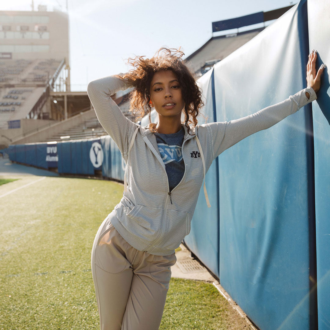 BYU Albion Zip Up Hoodie - Men's & Women's Lightweight Fleece Pullover for Casual Wear, College Campus, and Outdoor Activities