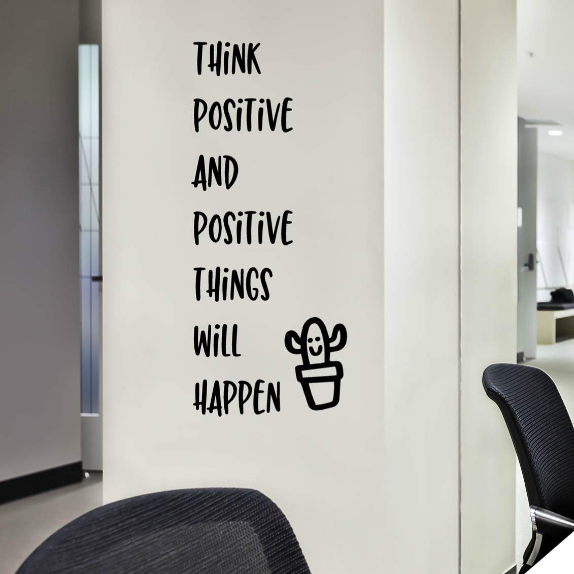 Positive Thinking Motivational Wall Decal - Inspirational Teacher Classroom Gift, Cactus Theme Decor for School, 10