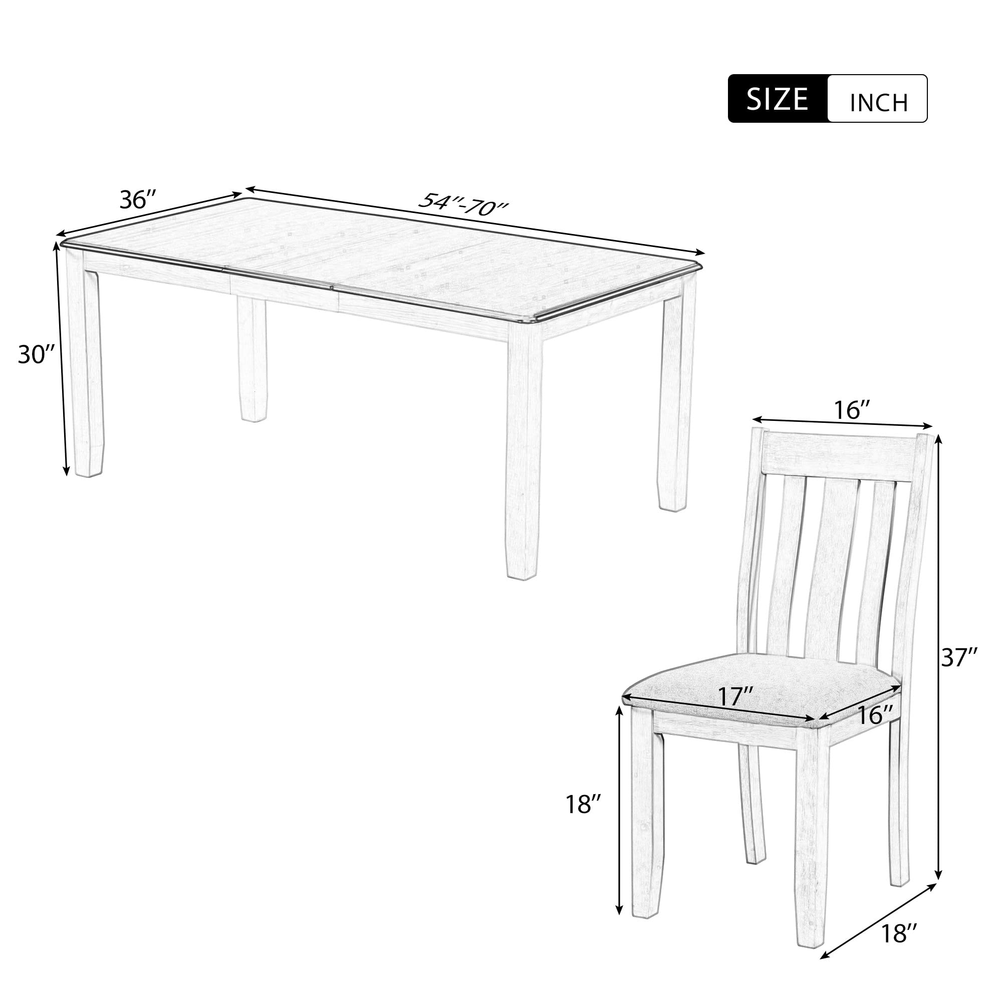 Vintage Extendable Dining Table Set with 6 Upholstered Chairs - 7-Piece Wooden Kitchen Table for Dining Room | Perfect for Family Gatherings & Dinner Parties