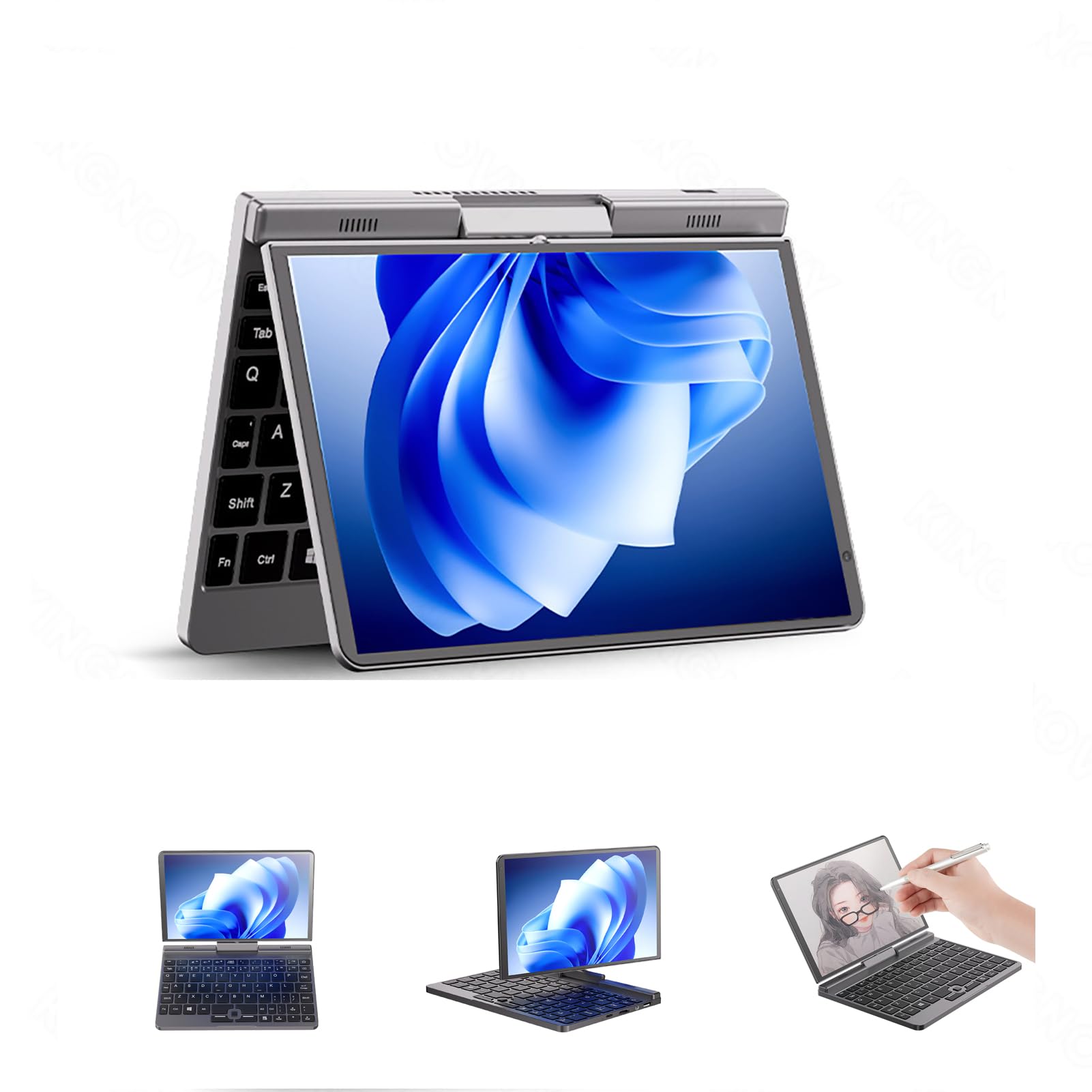 8 Inch Mini Handheld Laptop - 12th Gen Intel N100 Processor, 12GB DDR5 RAM, Windows 11, IPS Touch Screen, WiFi 6, BT5.2, 2-in-1 Tablet PC with Stylus - Perfect for Gaming, Work & Travel