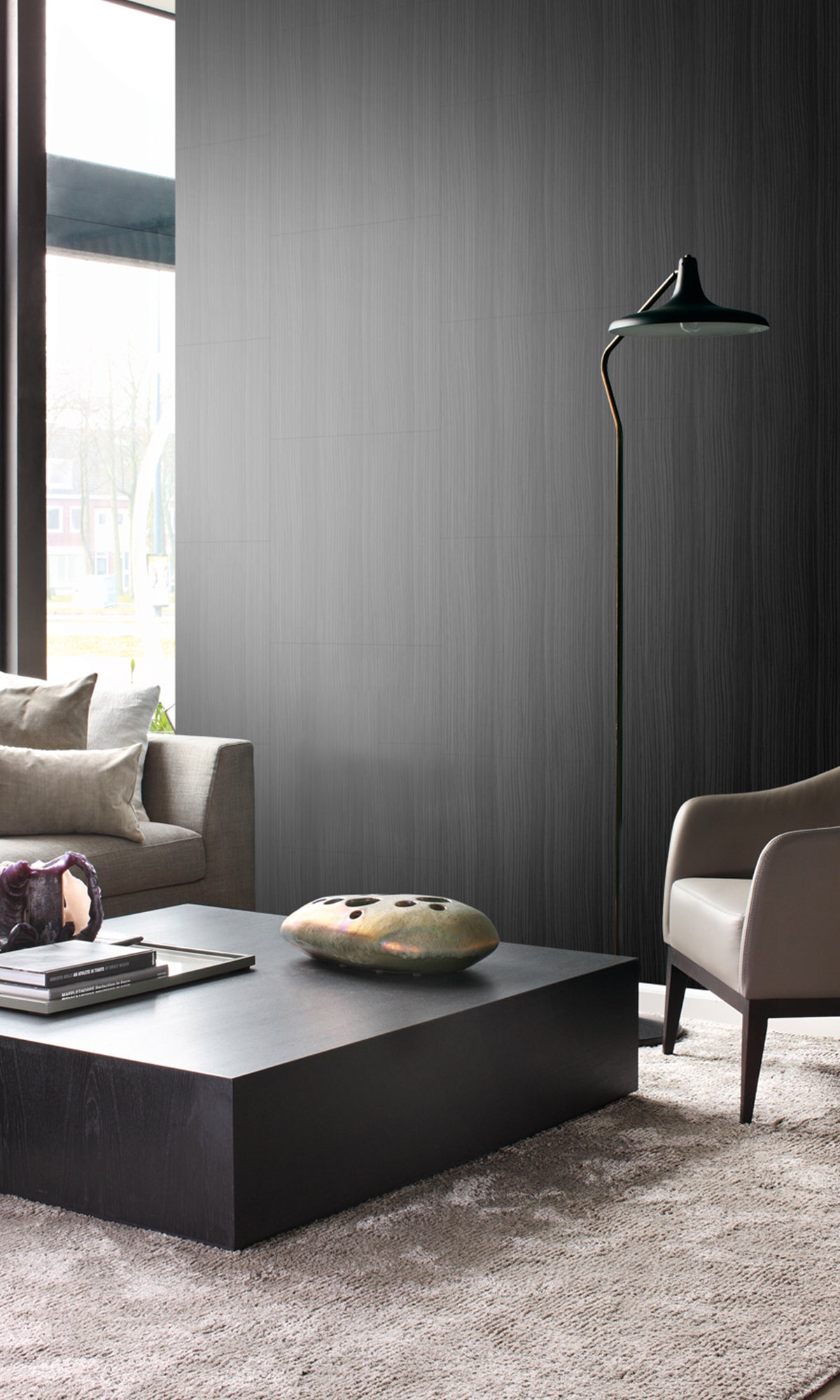 Black Urban Funky Stripes Wallpaper R9453 - Modern Geometric Peel and Stick Wallpaper for Bedroom, Living Room & Office Decor