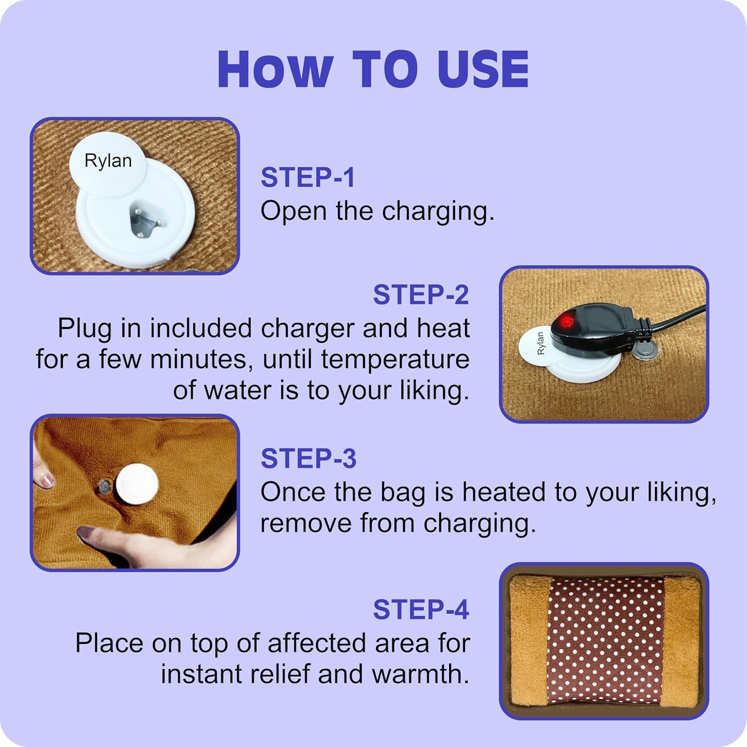 TEKCOOL Electric Heating Pad for Pain Relief - Reusable Hot Water Bottle Bag with Adjustable Temperature, Perfect for Back Pain, Menstrual Cramps & Muscle Soreness - Home & Office Comfort Solution