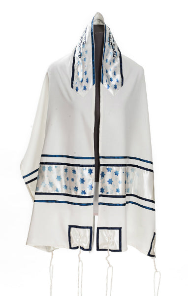 Celestial Stars of David Viscose Tallit Set with Prayer Shawl - Perfect for Bar Mitzvah, Jewish Religious Ceremonies & Spiritual Gatherings