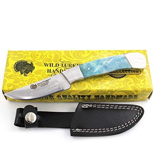 Premium Wild Turkey Hunting Knife - Handmade Fixed Blade Skinner with Genuine Leather Sheath | Outdoor Survival, Camping & Game Processing Tool