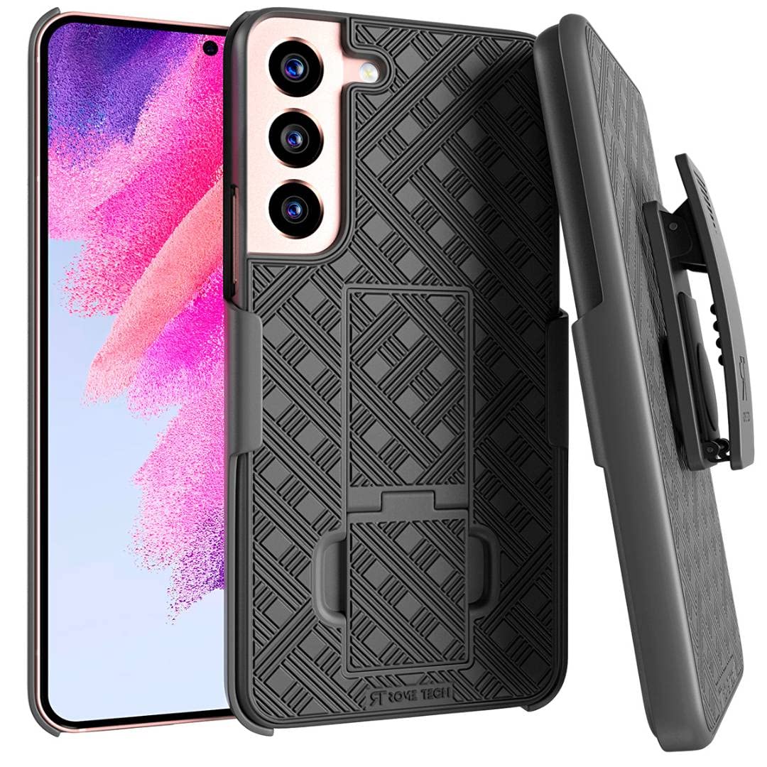 Samsung Galaxy S22 Case with Belt Clip Holster & Kickstand - Slim Protective Cover for Galaxy S22 (Black) - Perfect for Outdoor Activities, Work & Everyday Use