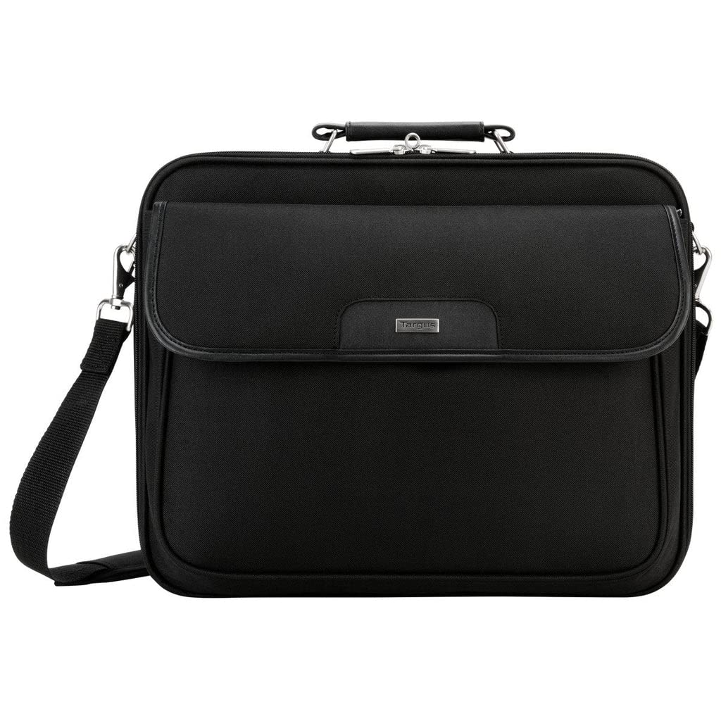 Targus 16-Inch Laptop Bag with Padded Compartment & Detachable Shoulder Strap - Durable Clamshell Design for Business Travel & Daily Commute (Black, Model CN01)