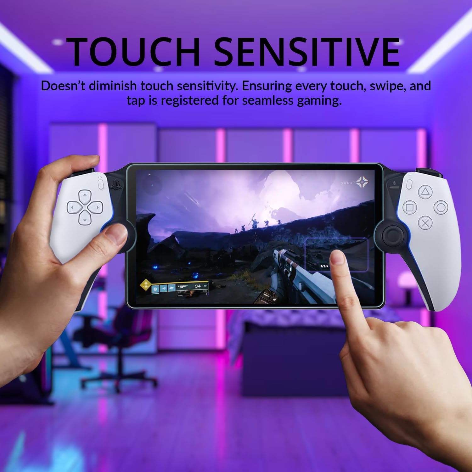 Orzly Tempered Glass Screen Protector for Playstation Portal Remote Player - 4 Pack, Anti-Scratch & Bubble-Free, Lifetime Protection - Perfect for Gaming On-The-Go & Travel Accessories